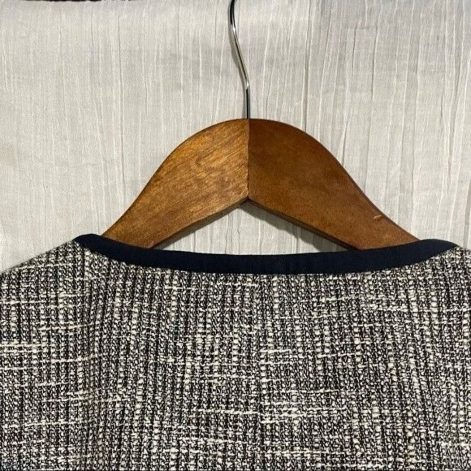 & Other Stories Doncaster Tweed Jacket Small Navy Trim Ruffle Fringe Blazer Size S / US 4 / IT 40 - 6 Thumbnail