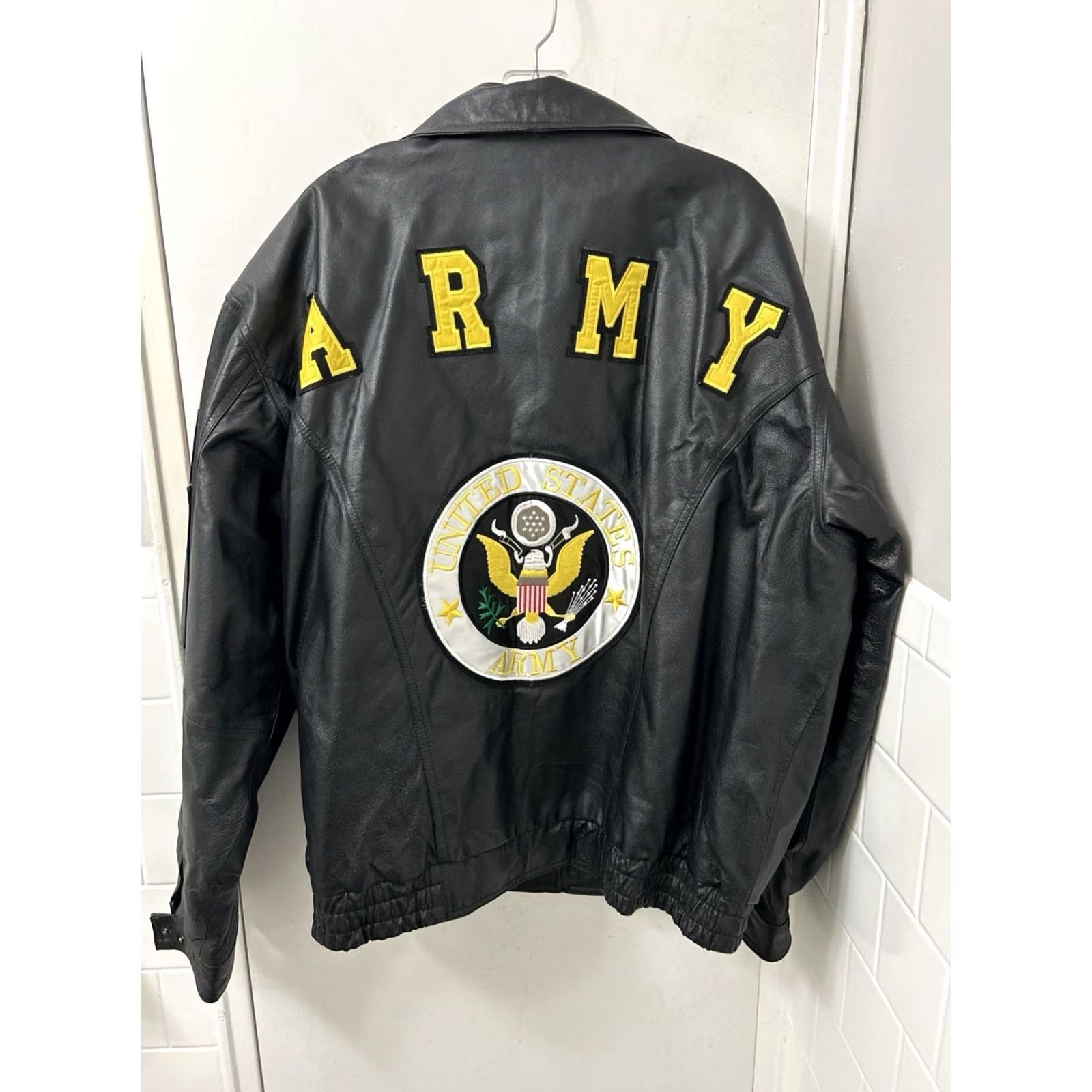 Vintage Leather USA Army Bomber Jacket Mens 3XL Black Military L/S Size US XXL / EU 58 / 5 - 6 Thumbnail