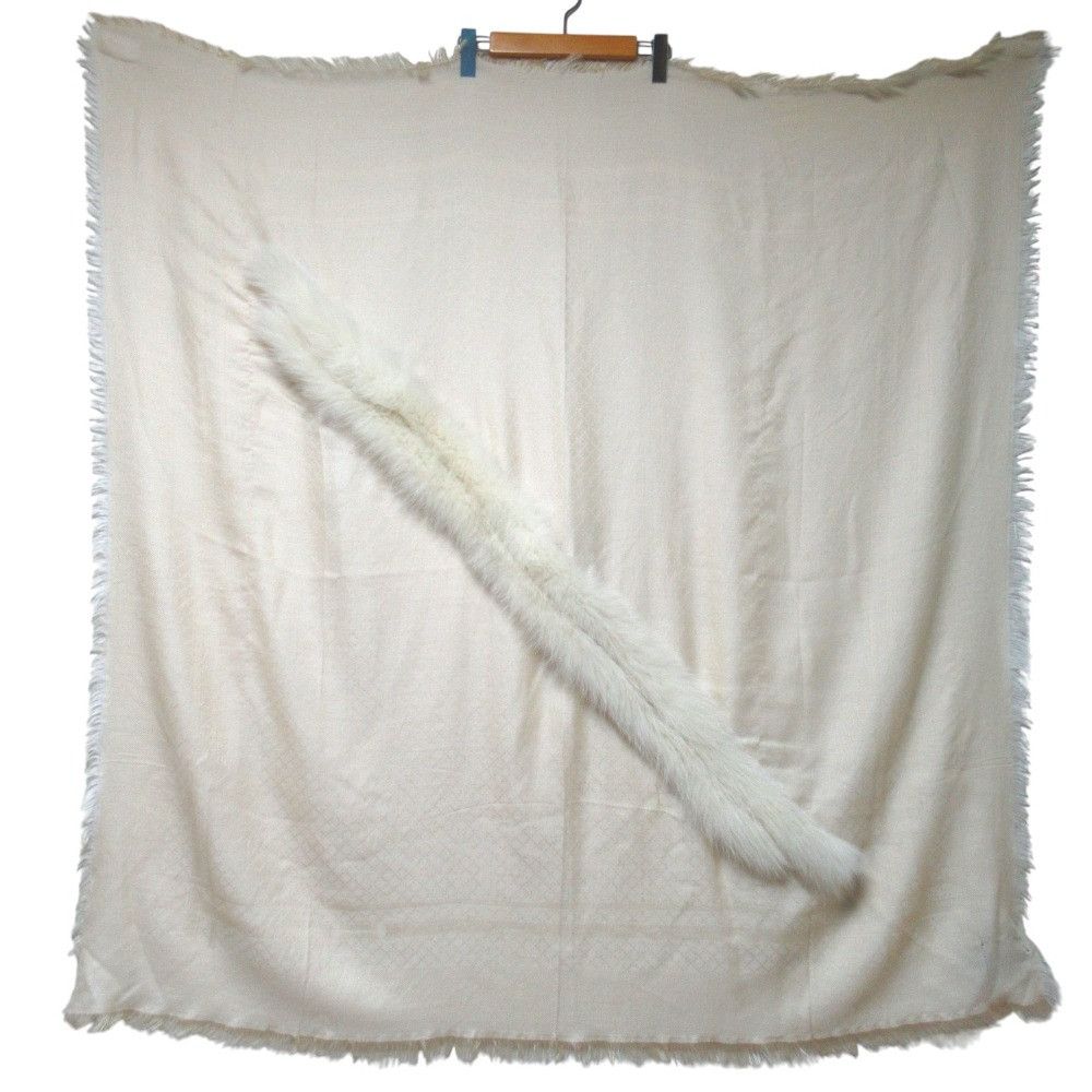 Gucci Gucci Gucci Diamante Jacquard Silk Wool Fox Fur Stole Textile Shawl DUTY FREE for USA Size ONE SIZE - 1 Thumbnail