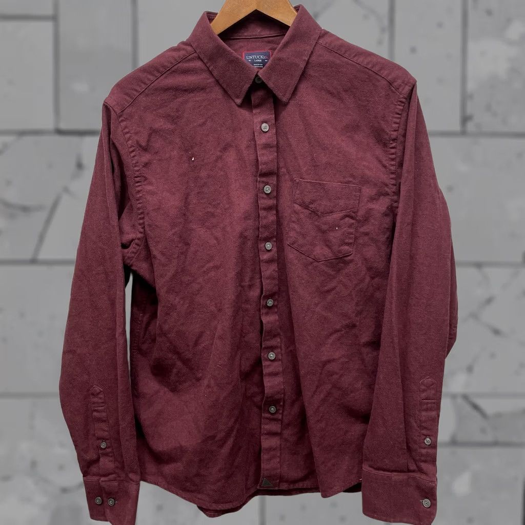 UNTUCKit UNTUCKit Button-Down Shirt Mens L Long Sleeve 100% Cotton Maroon Red Shirt Size US L / EU 52-54 / 3 - 1 Thumbnail