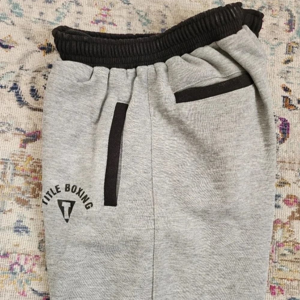 Other Title Men Grey/Black Boxing Jogger Sweatpants Drawstring MD Size US 33 - 2 Thumbnail