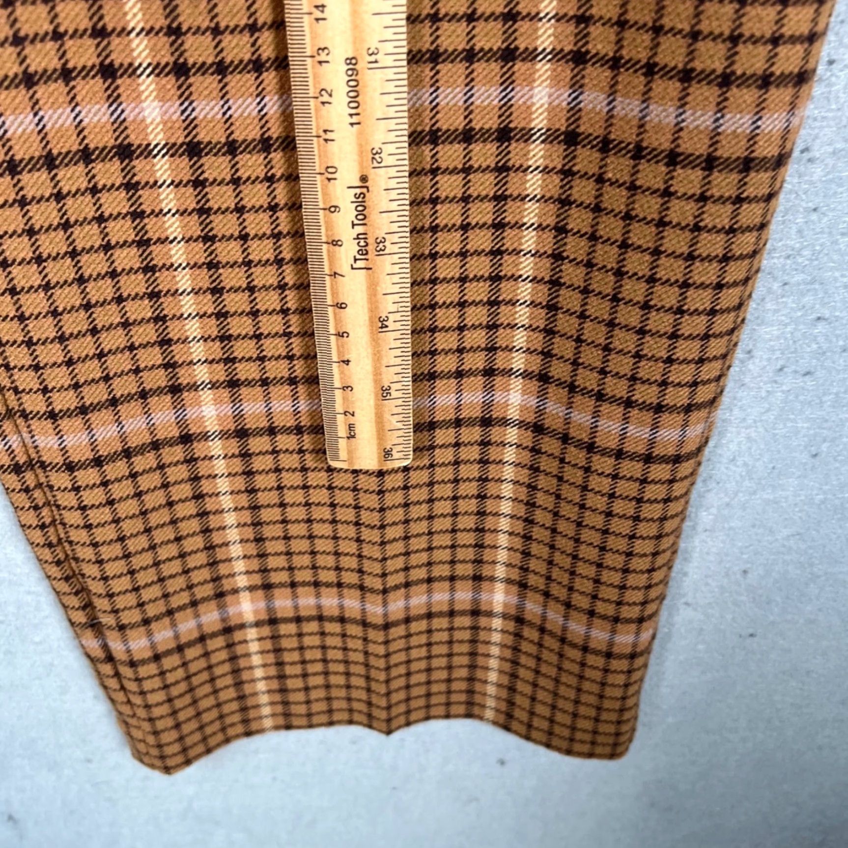 Vintage Wilfred Womens Brown High-Waisted Plaid Pleated Wide-Leg Pants Size 6 Size 28" / US 6 / IT 42 - 5 Thumbnail