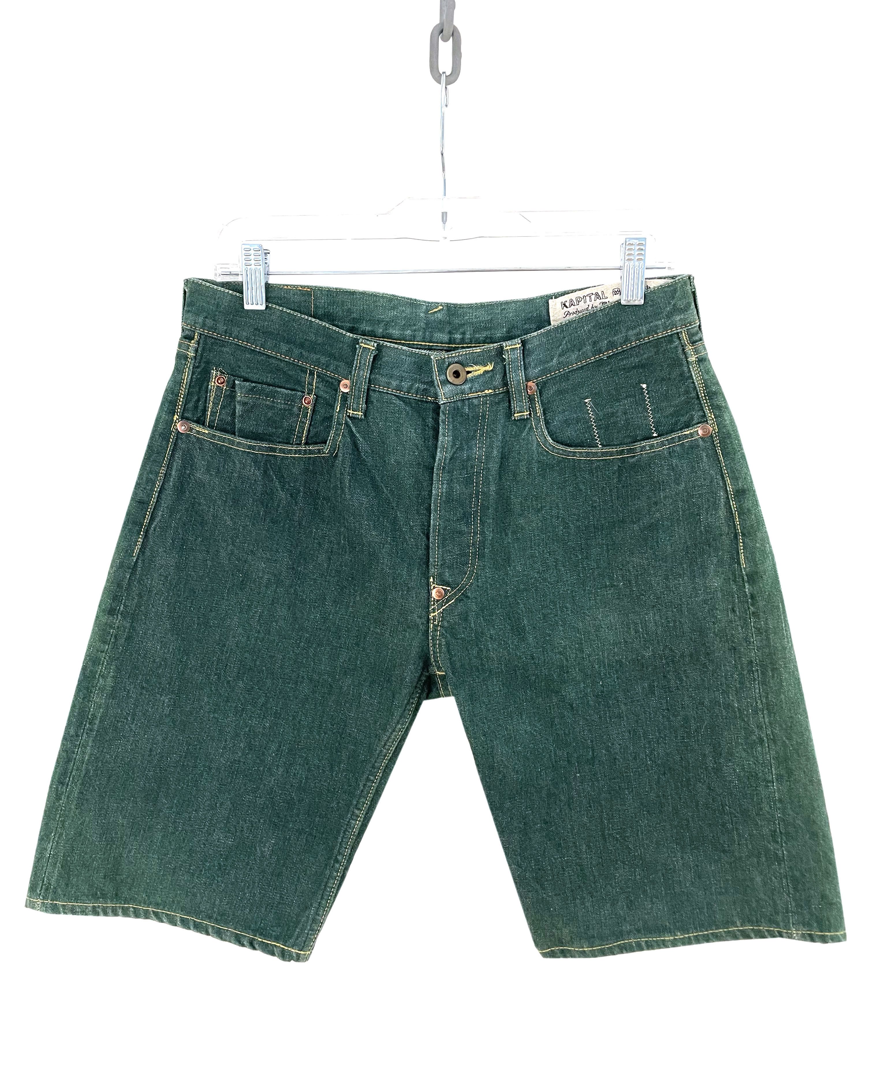 Kapital Green Denim Shorts Size US 30 / EU 46 - 1 Thumbnail