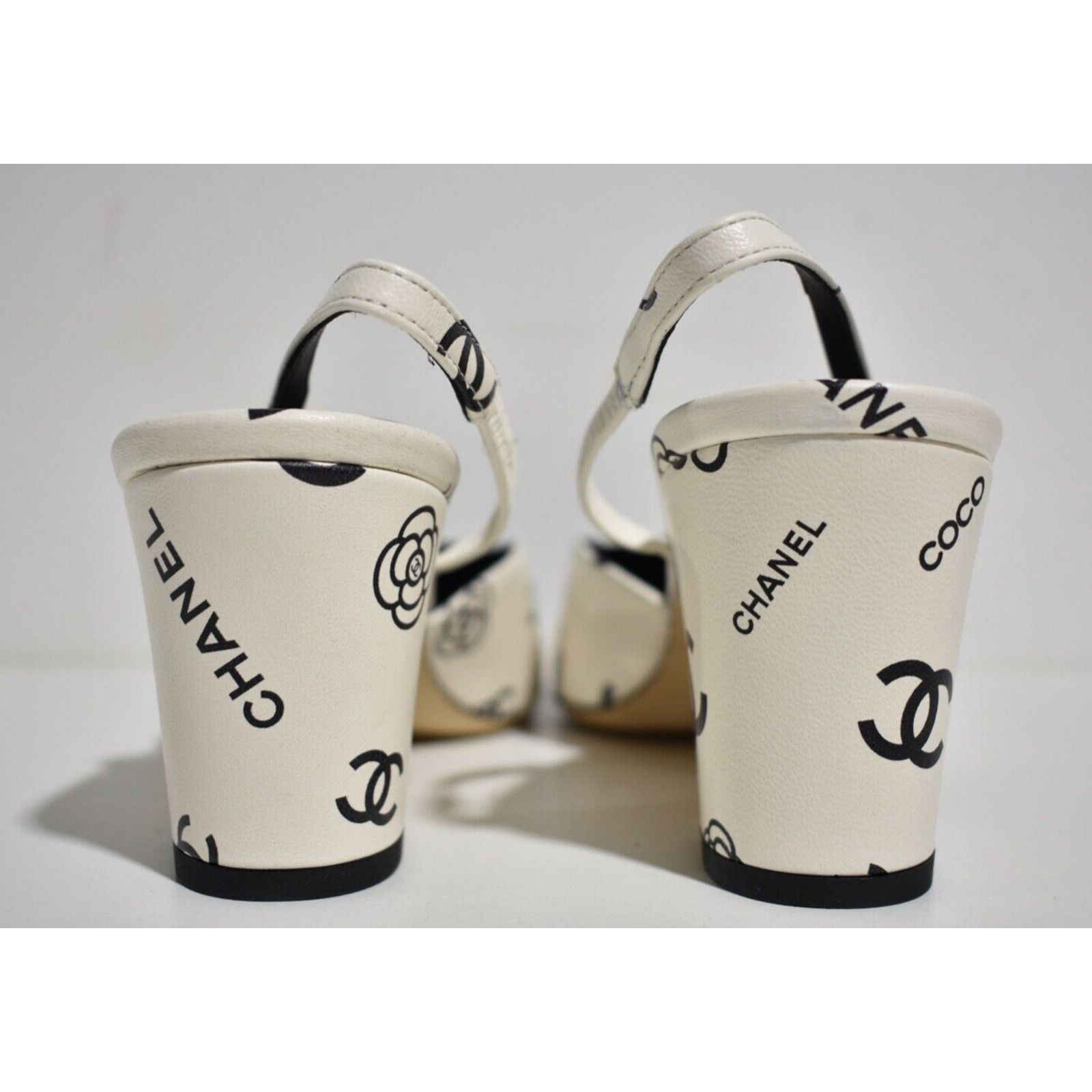 23P Mademoiselle Coco Sling CC Logo Slingback Sandal Heel 38