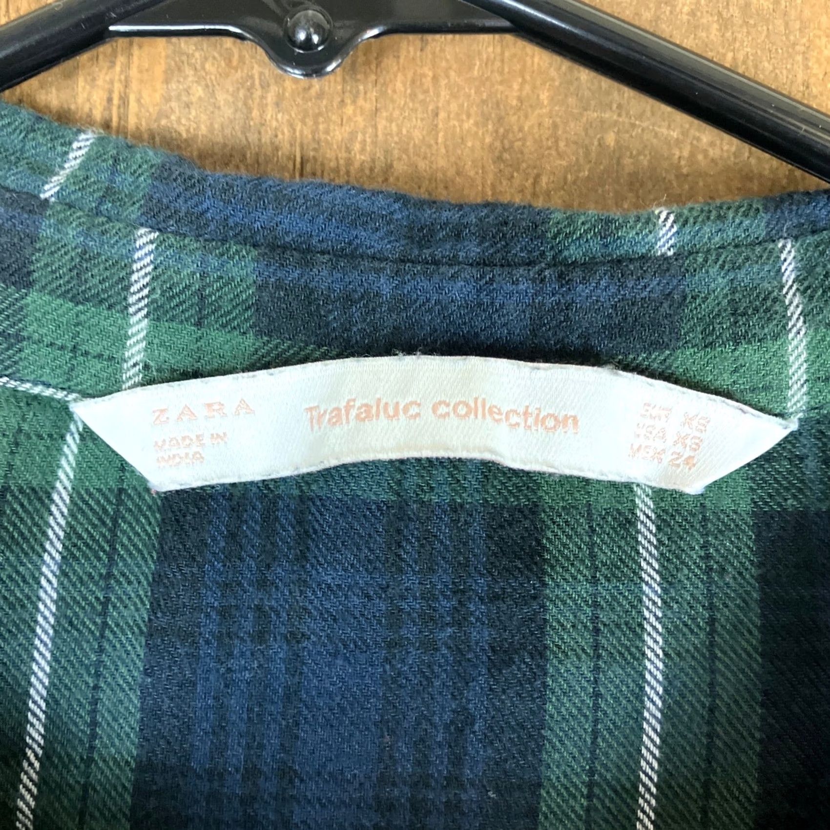 Zara Zara Trafalgar Womens Dress Blue Green Plaid Floral Embroider V Neck Pockets XS Size XS / US 0-2 / IT 36-38 - 6 Thumbnail