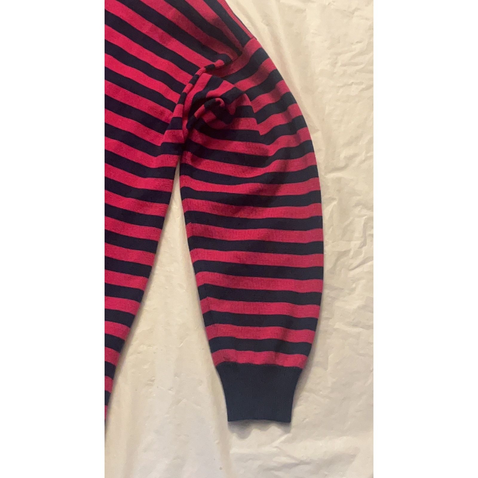 Other St. John Sportswear Navy/Magenta Striped V-Neck Cardigan Size M / US 6-8 / IT 42-44 - 13 Thumbnail