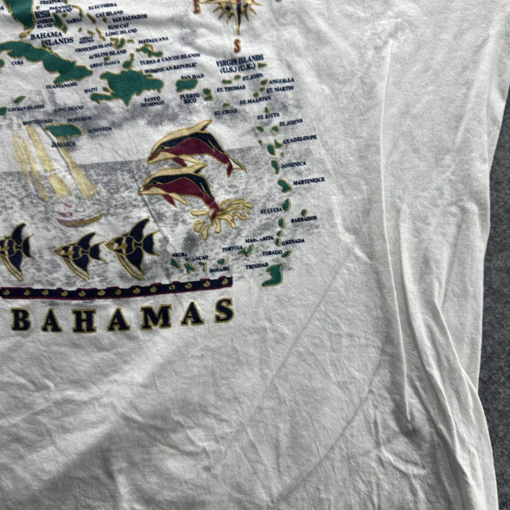 Vintage VINTAGE Bahamas Caribbean Shirt Mens XL White Map Graphic Tee 90s T-Shirt Travel Graphic Print Mens XL/White/Bahamas Map 90s Size US XL / EU 56 / 4 - 7 Thumbnail