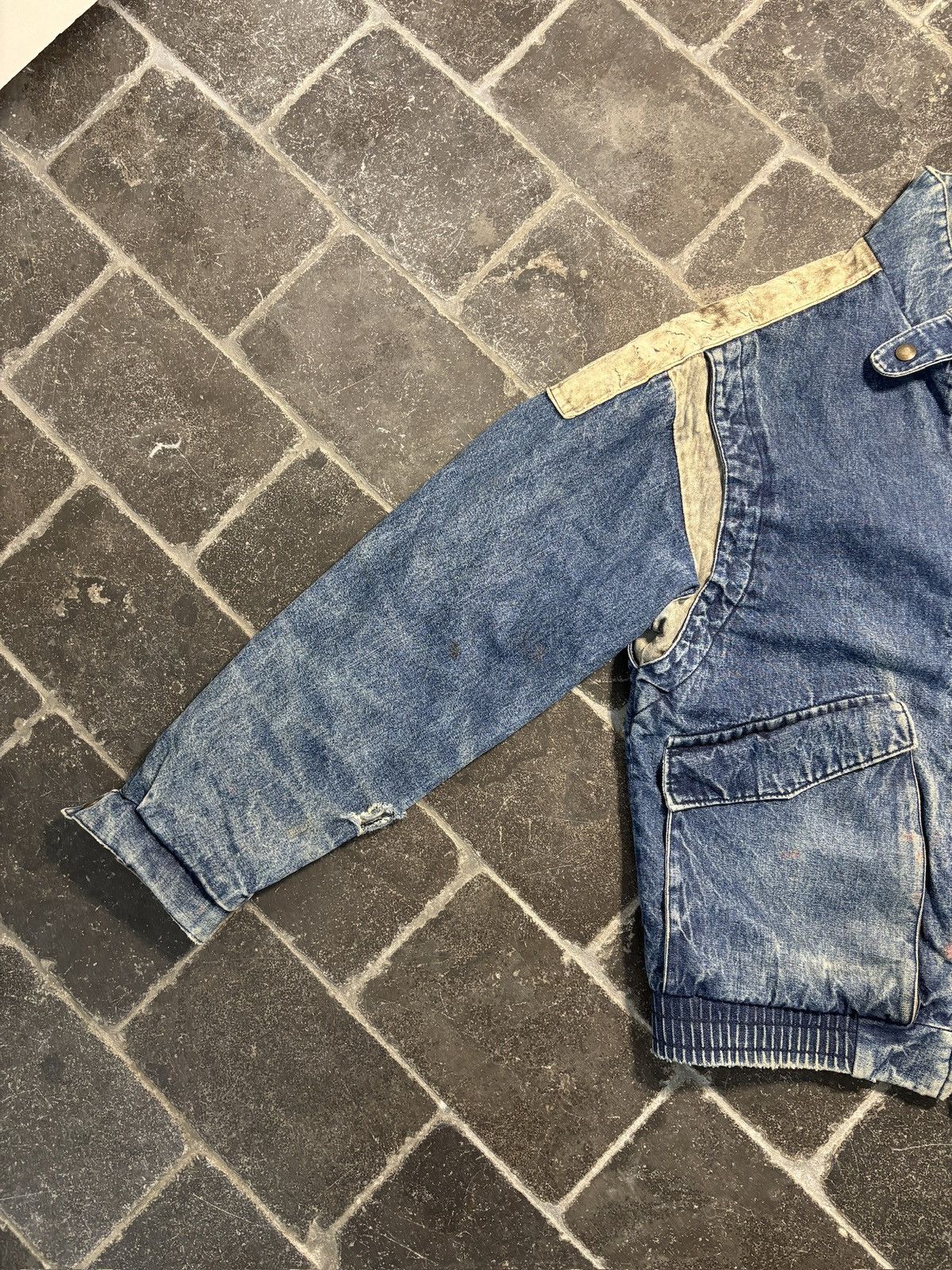 Vintage 1980s Denim Bomber Jacket Vintage Stone Wash Teddy Slimane Size US M / EU 48-50 / 2 - 13 Thumbnail