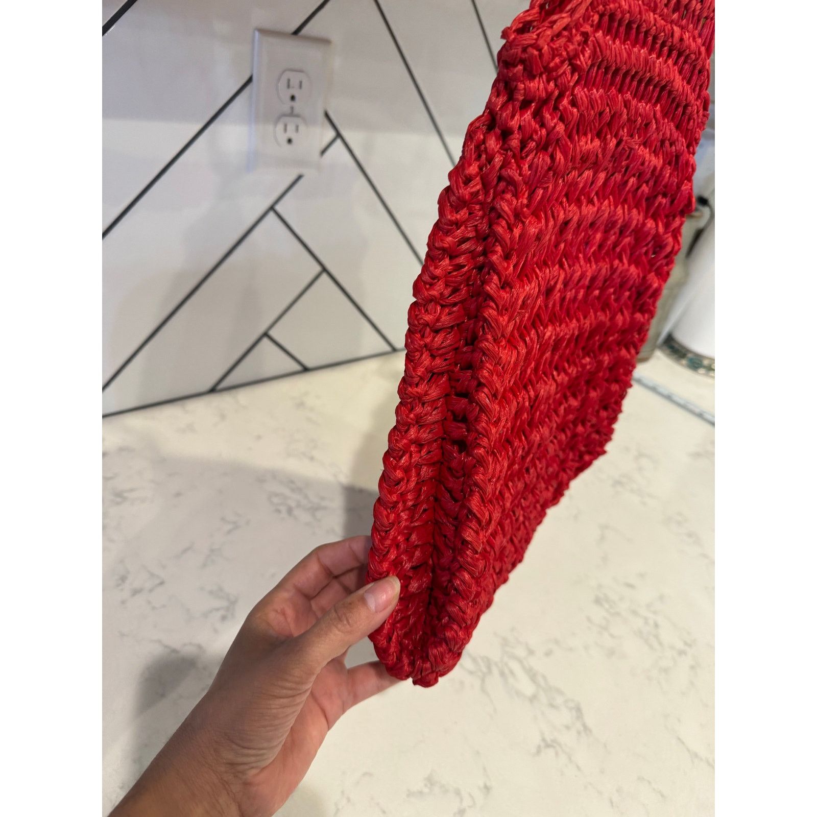 Bugatti Vintage Bugatti red paper woven wooden rattan handles Size ONE SIZE - 4 Thumbnail