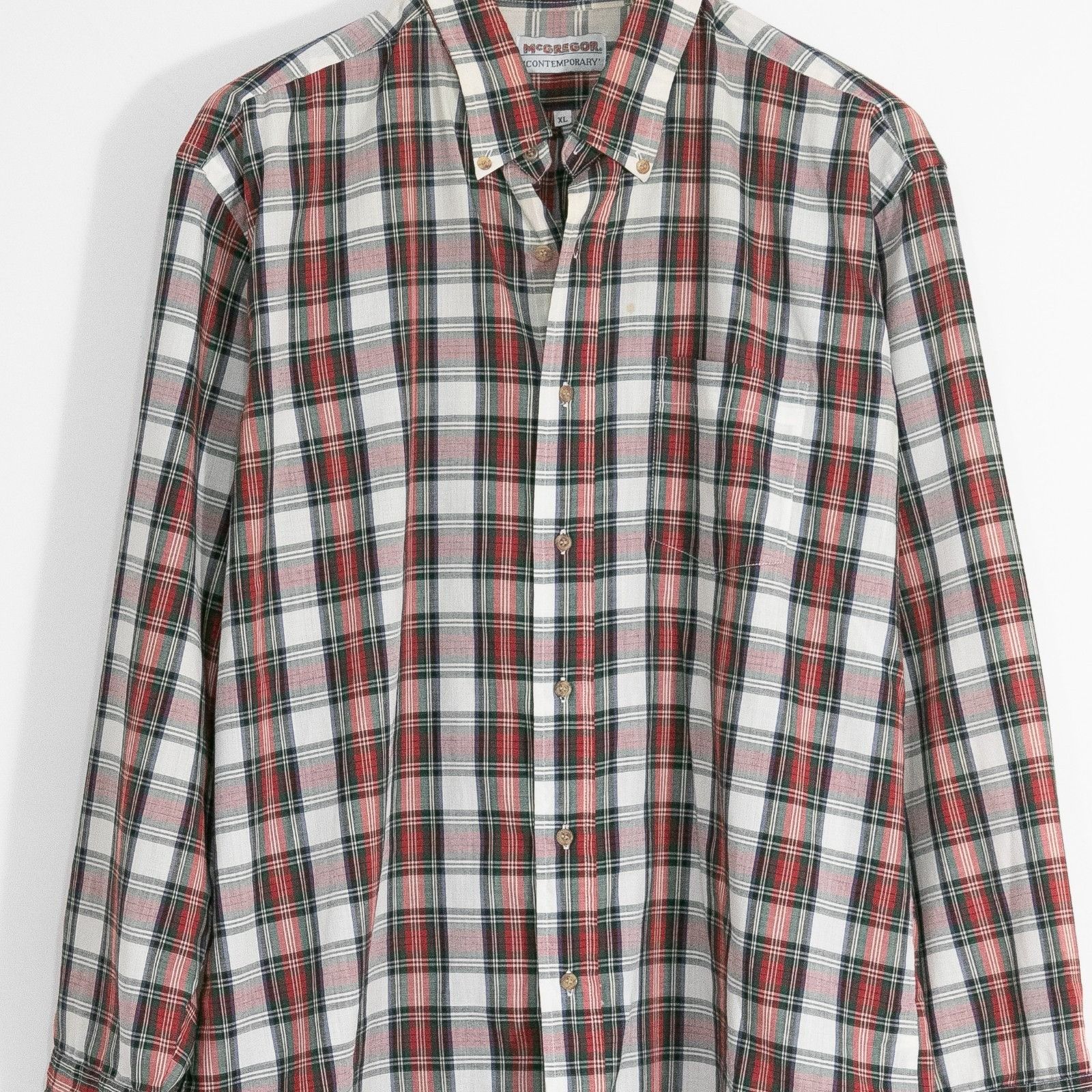 McGregor Vintage 90s McGregor Plaid Button Up Shirt Mens XL Oxford Size US XL / EU 56 / 4 - 2 Thumbnail