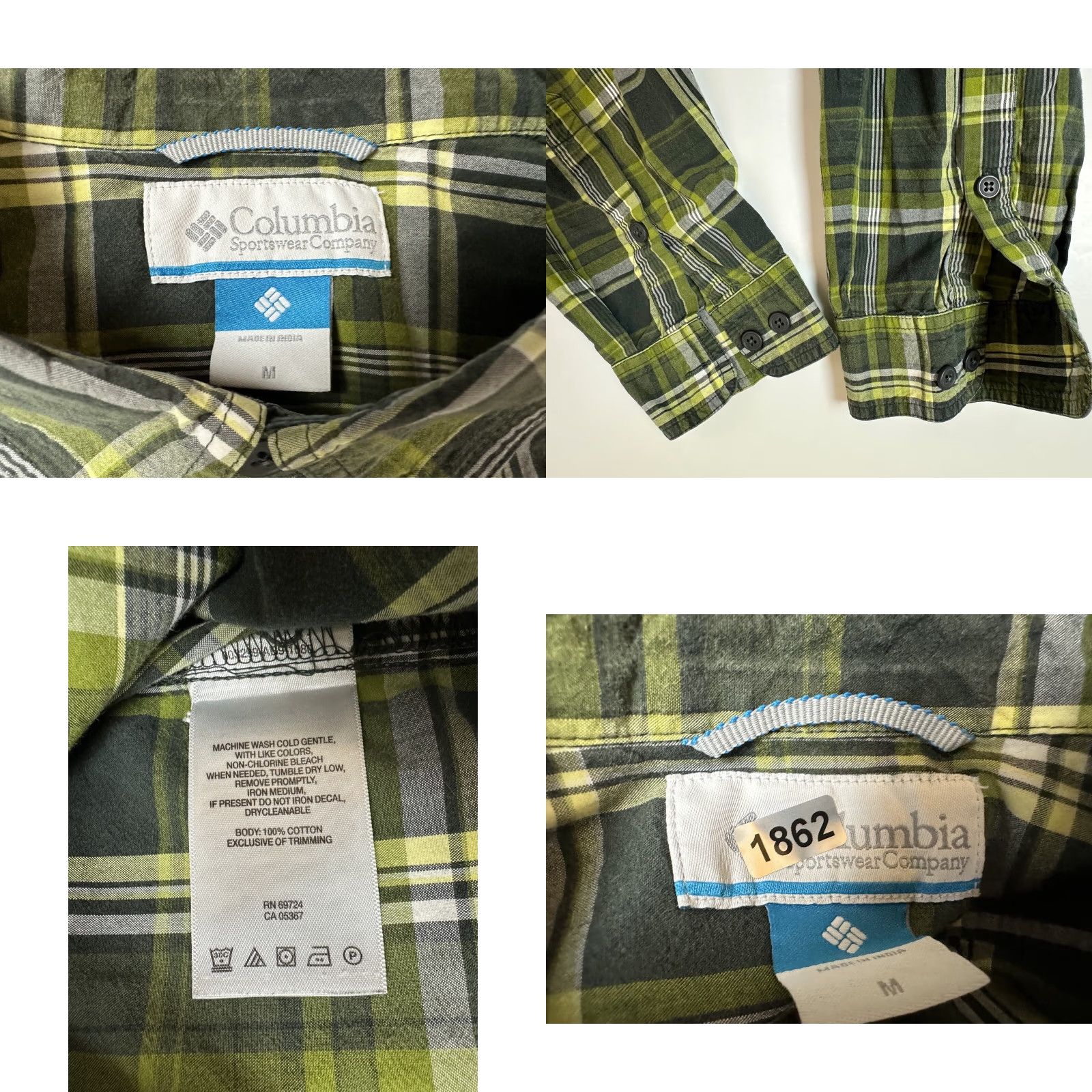 Vintage Columbia Travel Shirt Men Medium Gray Green Plaid Button-Down Cotton Shirt Size US M / EU 48-50 / 2 - 9 Thumbnail