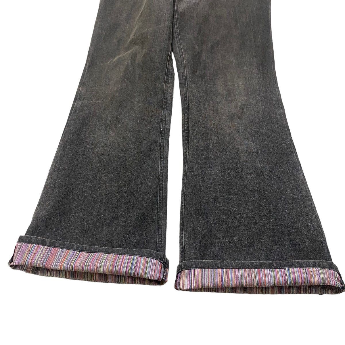Japanese Brand DOMON HOMME Rainbow Super Flare Denim Jeans Faded Black Size US 31 - 17 Thumbnail