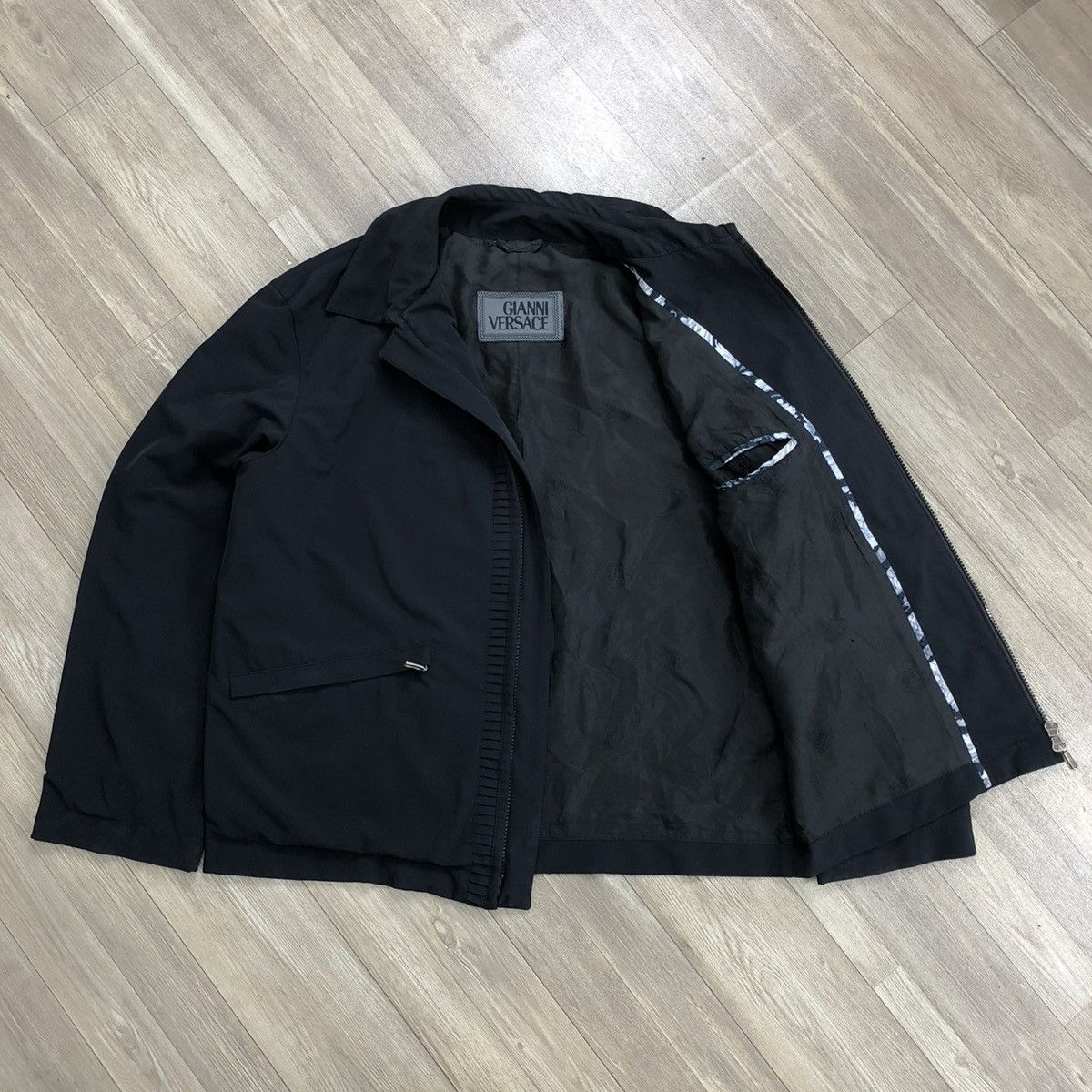 Versace 🇮🇹 Vintage Gianni Vercase Luxury Designer Black Work Jacket Size US L / EU 52-54 / 3 - 20 Thumbnail