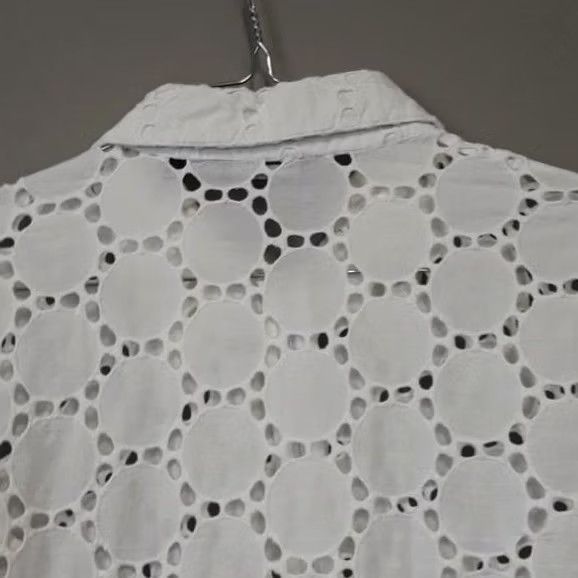 Vintage Samuel Dong Jacket Medium White Eyelet Zipper Front Wearable Art Classic Womens Size M / US 6-8 / IT 42-44 - 6 Thumbnail