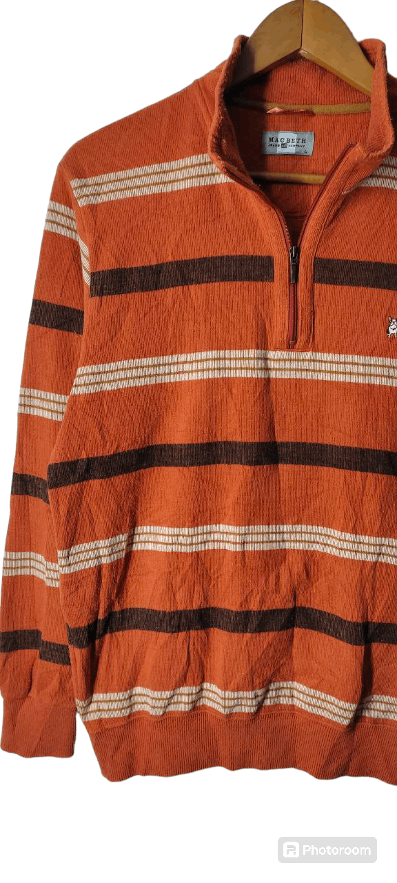 Macbeth MACBETH USA STRIPE HALF ZIPPER PULLOVER JACKET Size US L / EU 52-54 / 3 - 8 Thumbnail