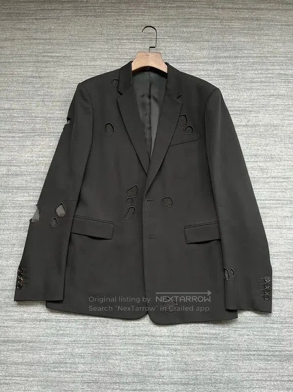 Dior Dior Black Wool Jacket with Distressed Details . Size US L / EU 52-54 / 3 - 1 Thumbnail
