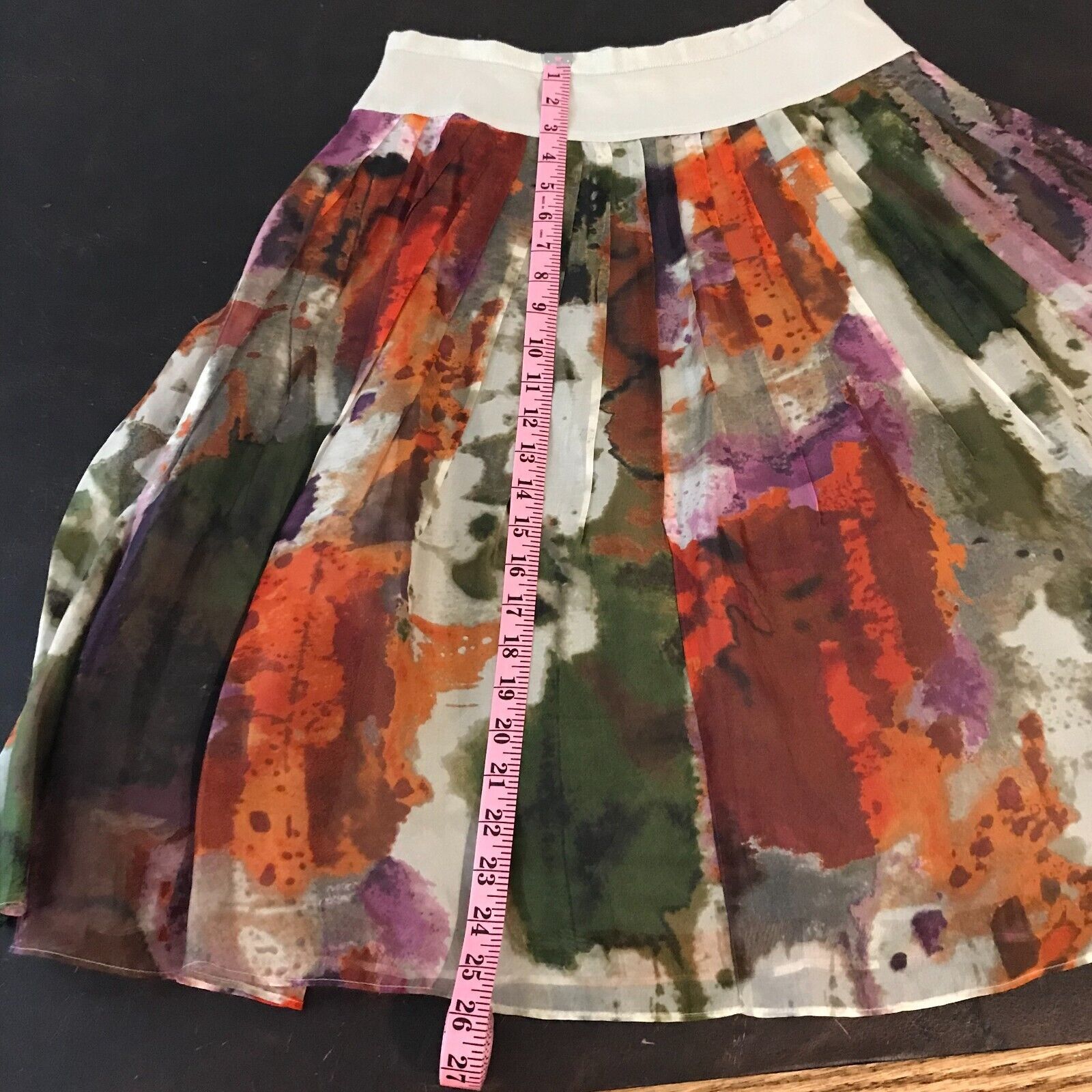 Anthropologie Anthropologie Edme & Esyllte Watercolor Pleated Silk Skirt Size 28" / US 6 / IT 42 - 6 Thumbnail
