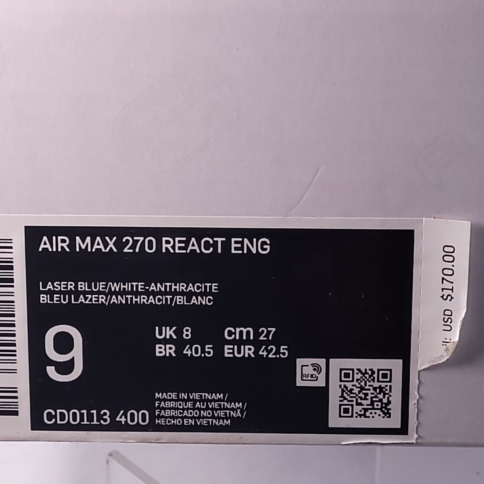 Nike Nike Air Max 270 React ENG Shoe Mens Size 9 CD0113-400 Blue Size US 9 / EU 42 - 9 Thumbnail