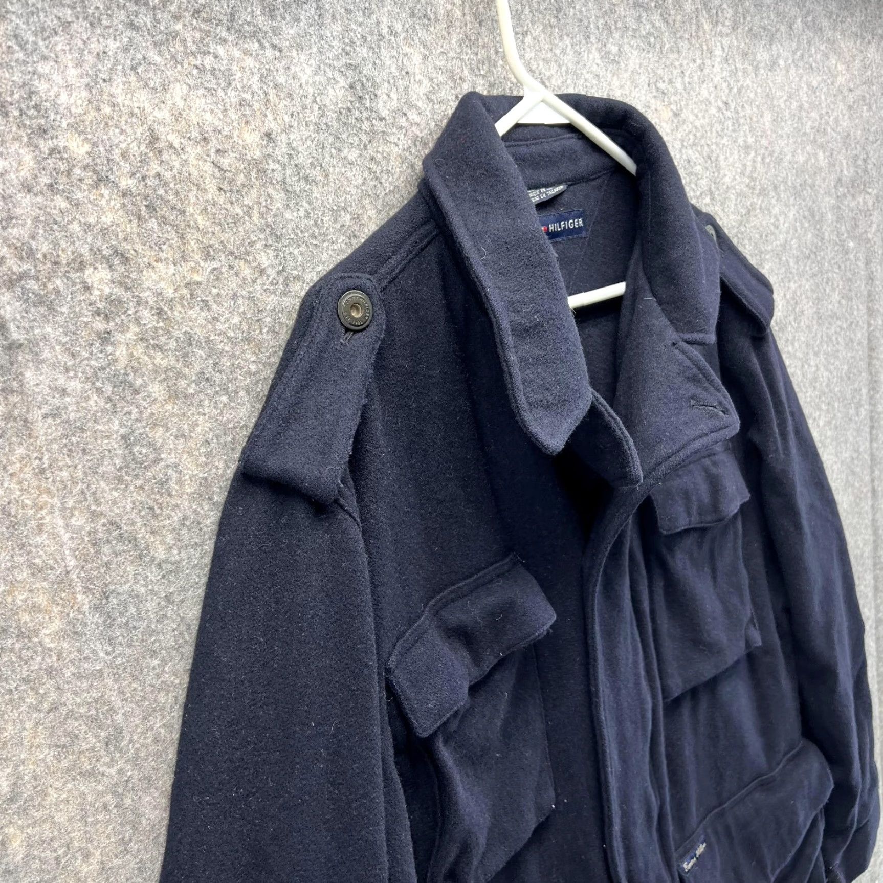 Tommy Hilfiger Tommy Hilfiger Jacket Men Large Blue Wool Coat Casual Overcoat Pockets Size US L / EU 52-54 / 3 - 3 Thumbnail
