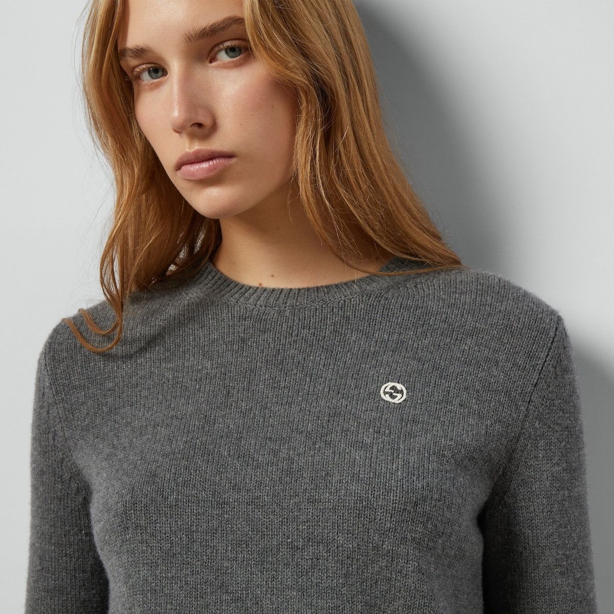 Gucci o1la5ras0526 Wool Cashmere Sweater With Embroidery in Grey Size XL / US 12-14 / IT 48-50 - 3 Thumbnail