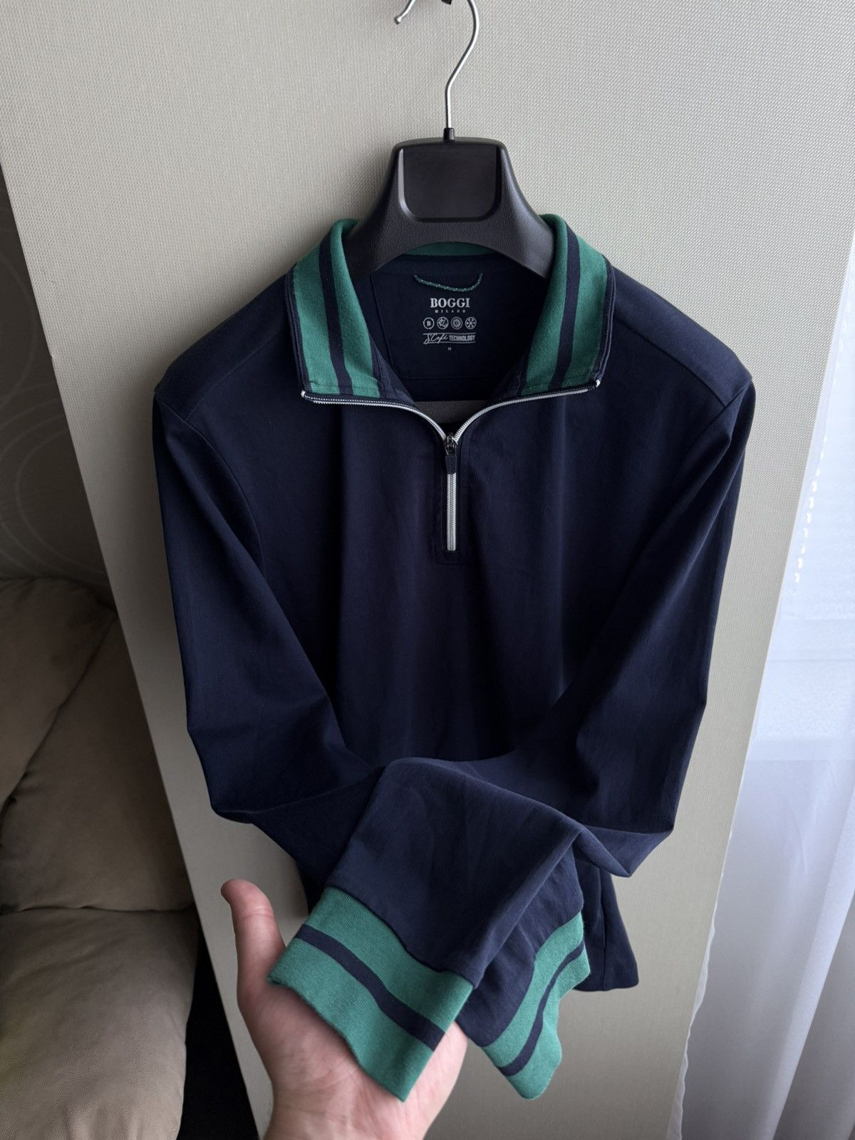 Boggi BOGGI Milano 1/4 Zip Sport Sweatshirt Technology Navy Size M Size US M / EU 48-50 / 2 - 7 Thumbnail