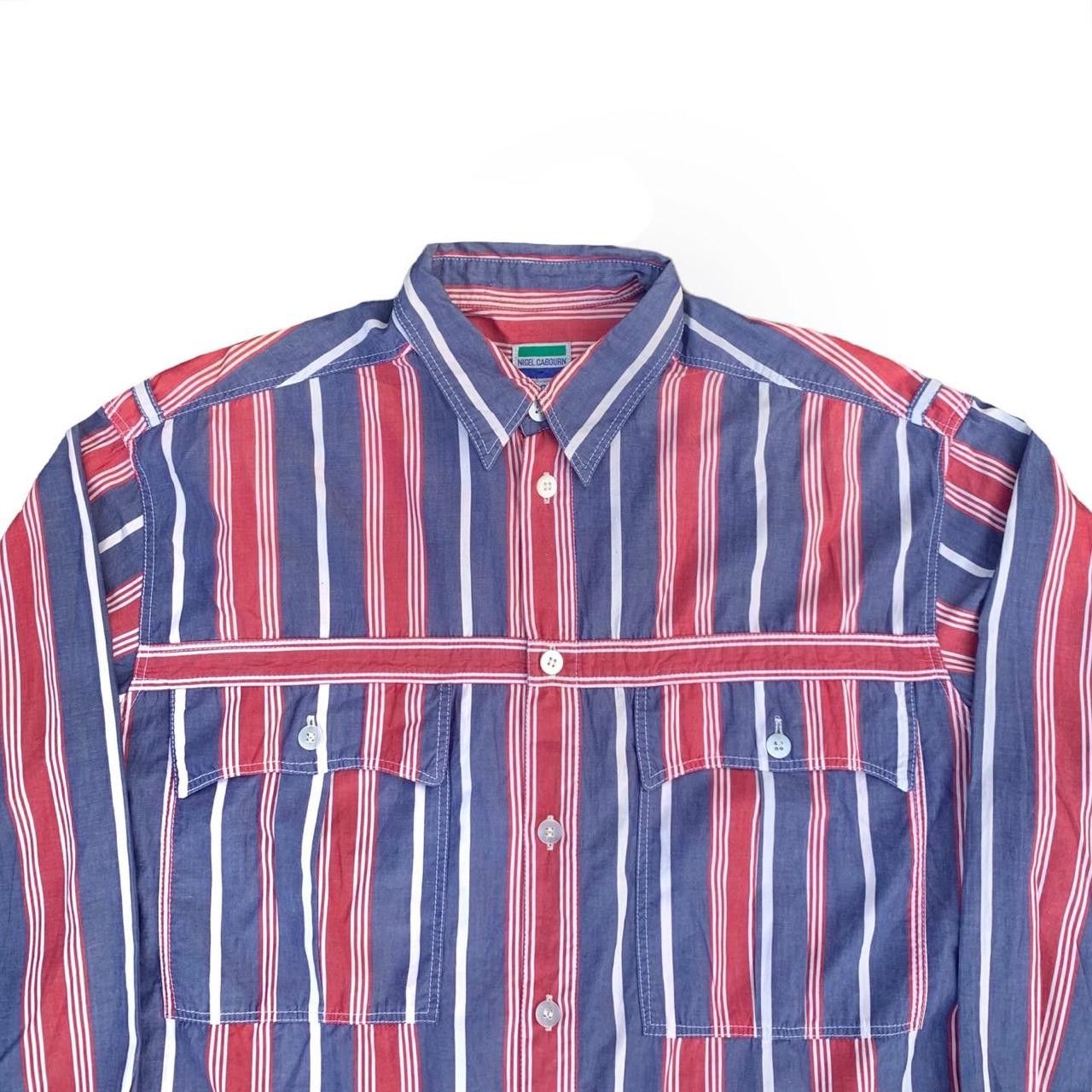 Nigel Cabourn × Vintage 💥Nigel Cabourn Double Pocket Stripes Shirt Size US L / EU 52-54 / 3 - 2 Thumbnail