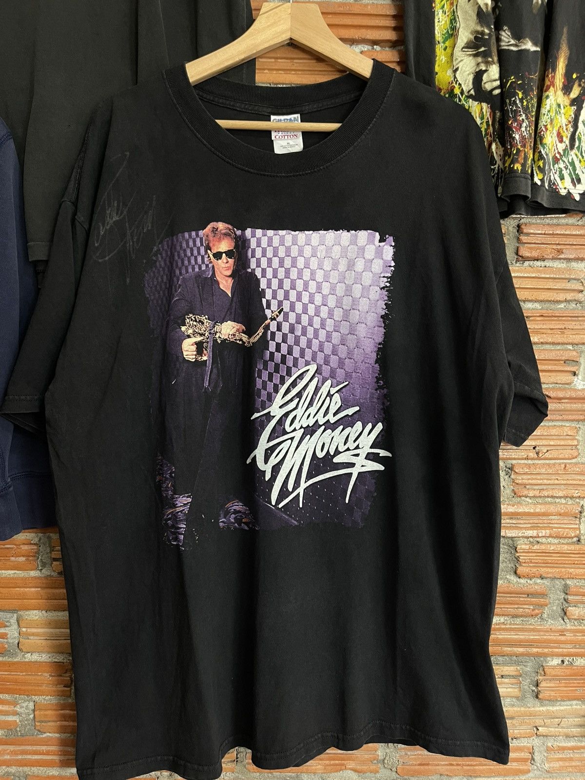 Band Tees Vintage 90s Eddie Money Autographed Black Concert Rock Tour Size US XL / EU 56 / 4 - 2 Thumbnail