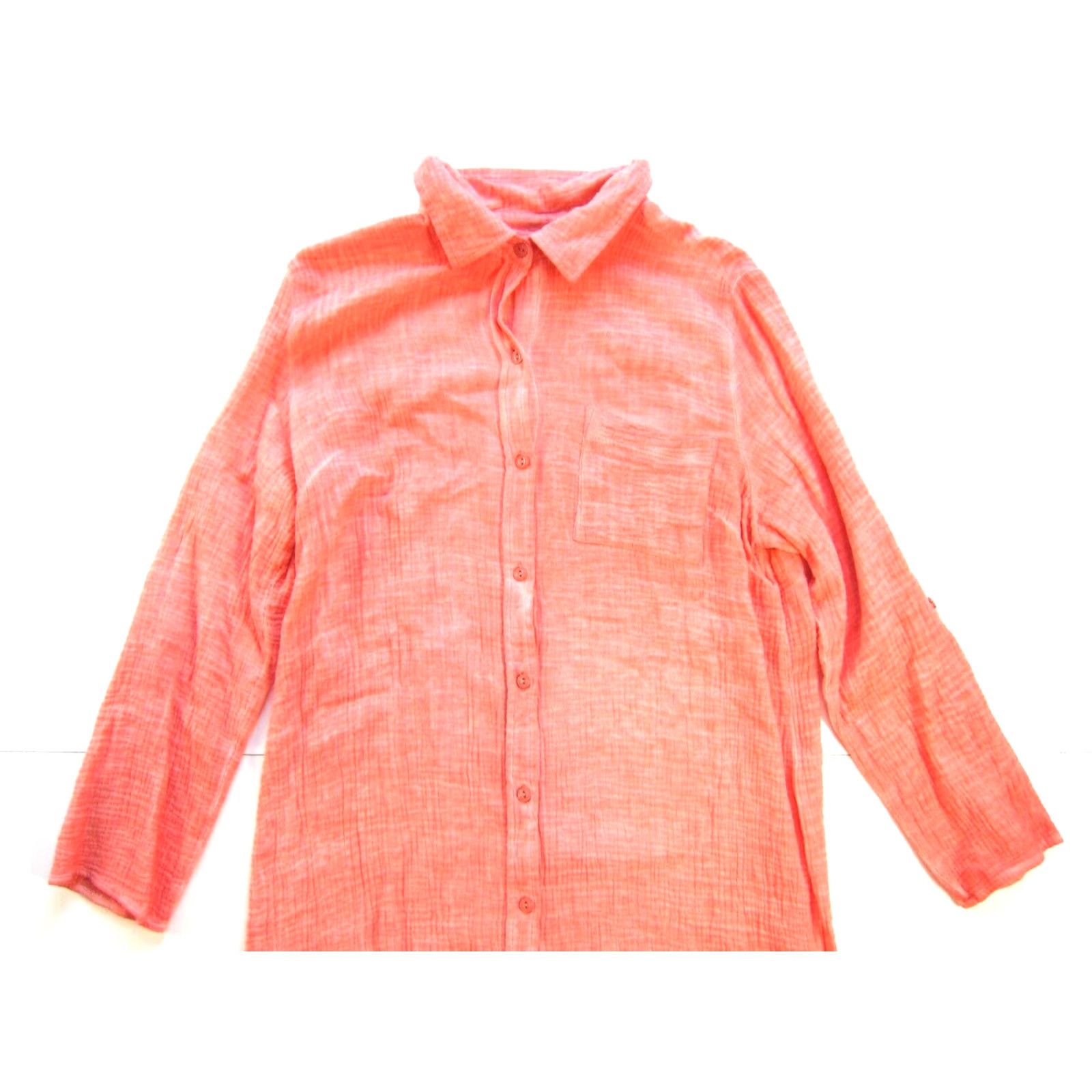 Vintage Tribal Jeans Orange Cotton Gauze Tie Dye Long Sleeve Button Down Shirt Dress M Size M / US 6-8 / IT 42-44 - 4 Thumbnail