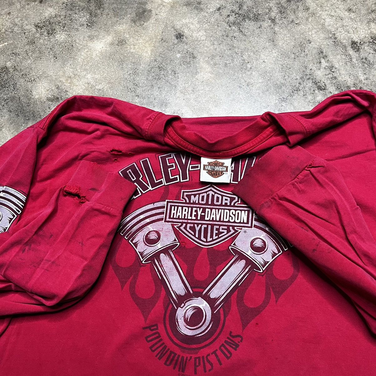 Vintage vintage harley davidson longsleeve thrashed tshirt Size US XL / EU 56 / 4 - 3 Thumbnail