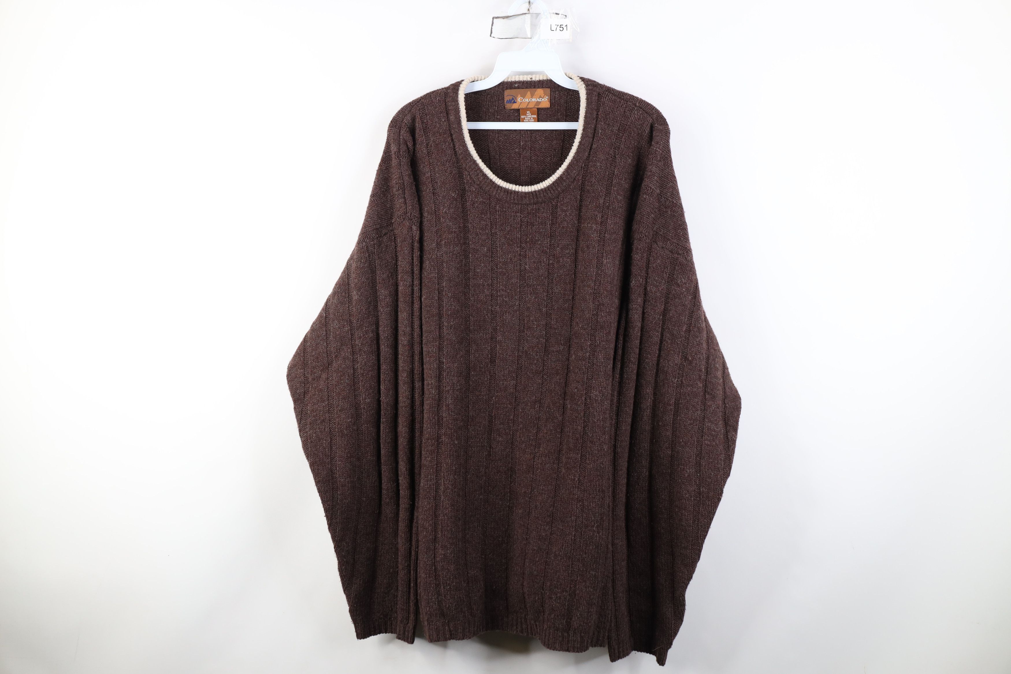 Vintage Vintage 90s Streetwear Lambswool Ribbed Crewneck Sweater Size US XL / EU 56 / 4 - 1 Thumbnail