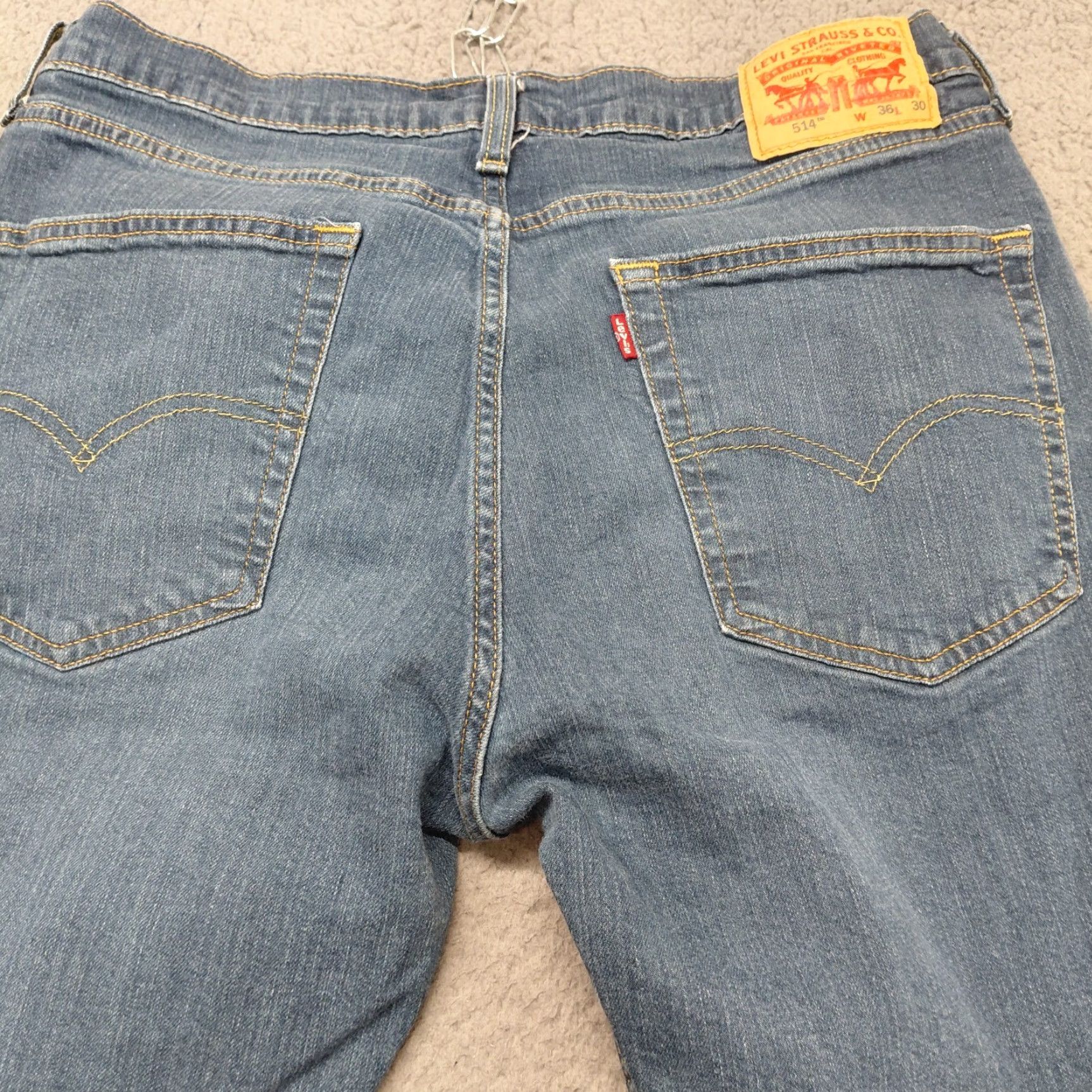 Levi's Levi's 514 Jeans Mens 36x30 Blue Medium Wash Denim Slim Straight Leg Preppy Casual USA 90s Mens Regular Jeans Size US 36 / EU 52 - 3 Thumbnail