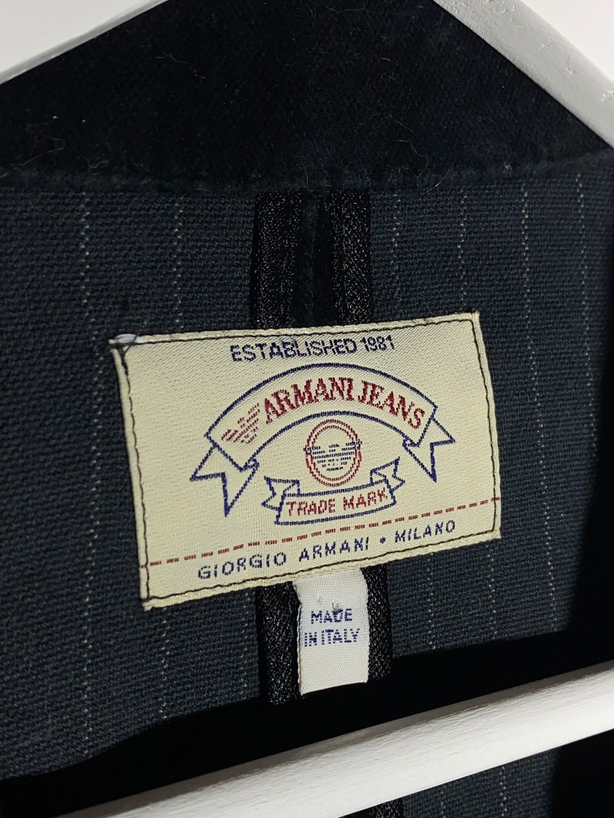 Armani Vintage 90s Armani Jeans Velour Striped Black Women’s Blazer Size M / US 6-8 / IT 42-44 - 15 Thumbnail