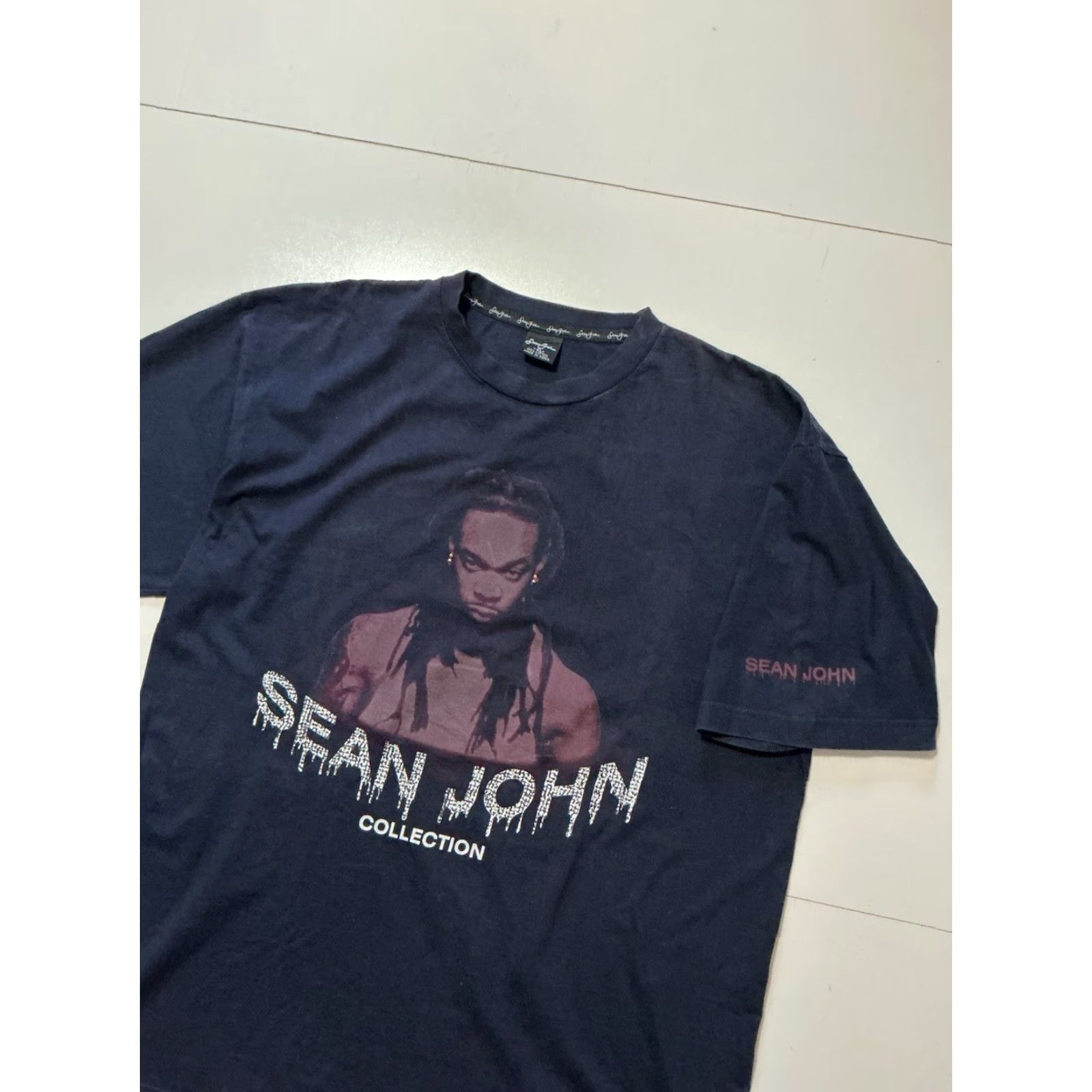 Sean John VINTAGE Sean John T-Shirt XL Hip Hop Graphic Studded Navy Blue Busta Rhymes Men Shirts Mens XL Size US XL / EU 56 / 4 - 4 Thumbnail