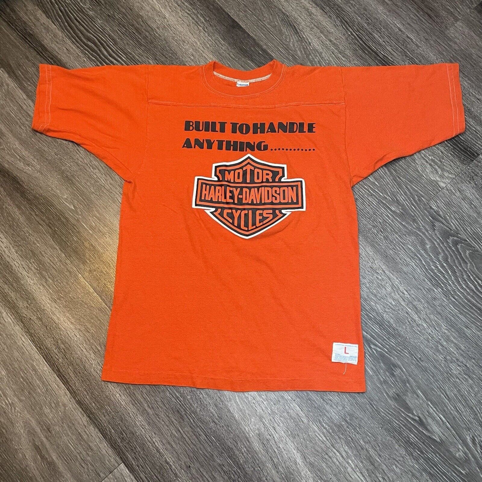 image of VTG 70's Harley Davidson T-Shirt Champion Large in Orange, Men's