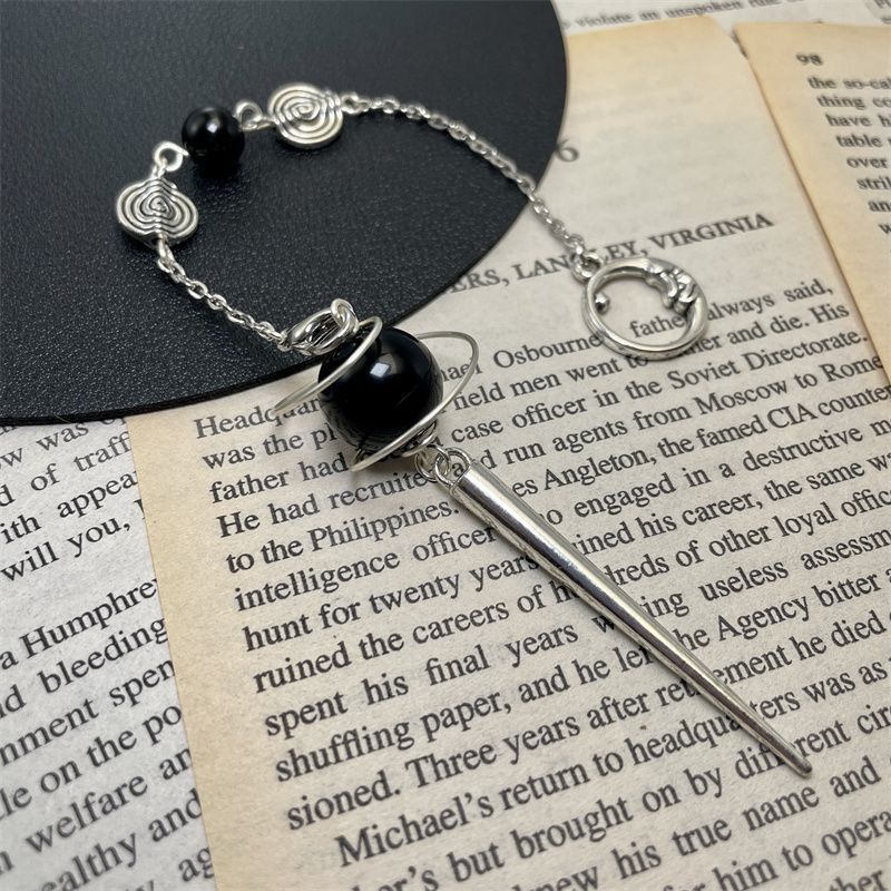 Other Black Orb Divination Pendulum Silver Tone Spike Size ONE SIZE - 2 Thumbnail