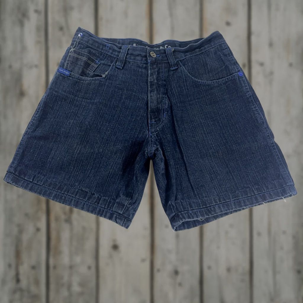 CO VINTAGE 5ive Jungle & Co Mens 34 Jean Shorts Baggy Skater Grunge Y2K Hip Hop Denim Blue 90s Pockets Shorts Mens 34in inseam 8in Size US 34 / EU 50 - 1 Thumbnail