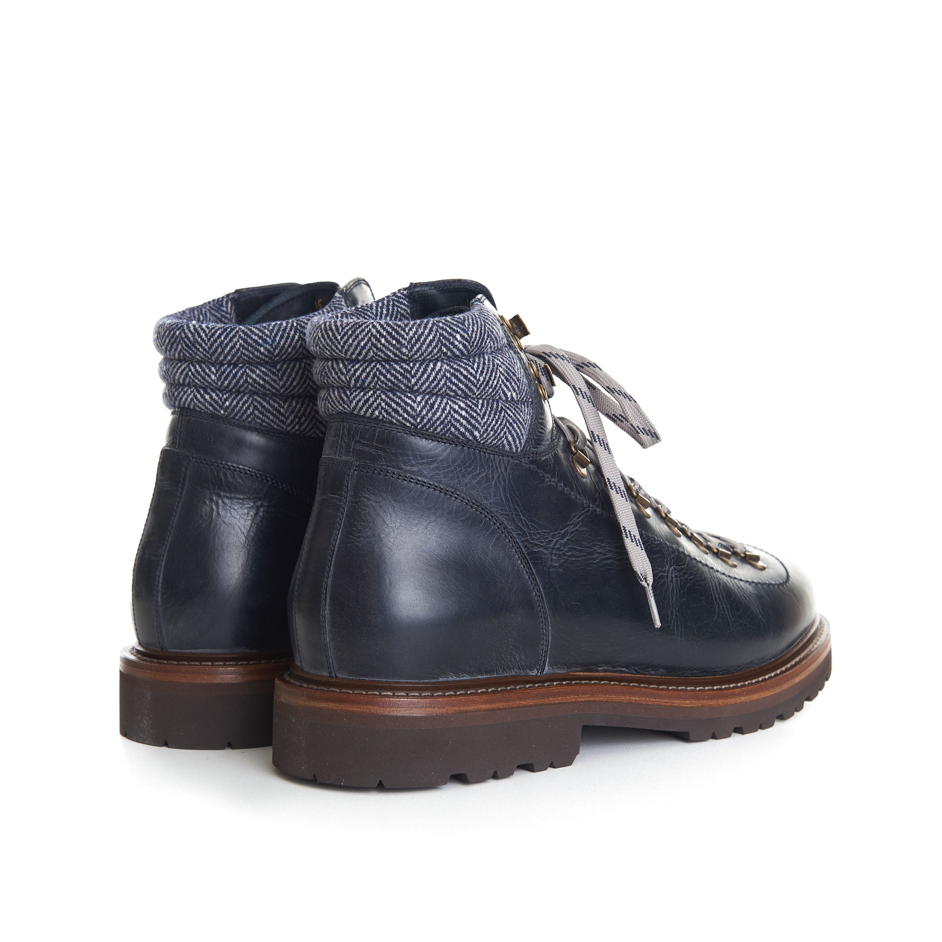 Brunello Cucinelli Mountain Boots In Blue Leather With Shearling Lining Size US 12 / EU 45 - 9 Thumbnail