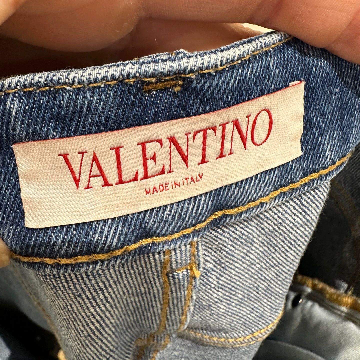 Valentino Valentino May491 White Leather Logo 27 Denim Shorts Size US 27 - 3 Thumbnail