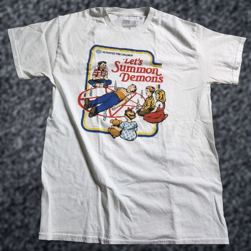 RHODE VINTAGE Steven Rhodes T-Shirt Mens M Distressed Horror Bohemian 60s 70s Logo Graphic White Size US M / EU 48-50 / 2 - 1 Thumbnail