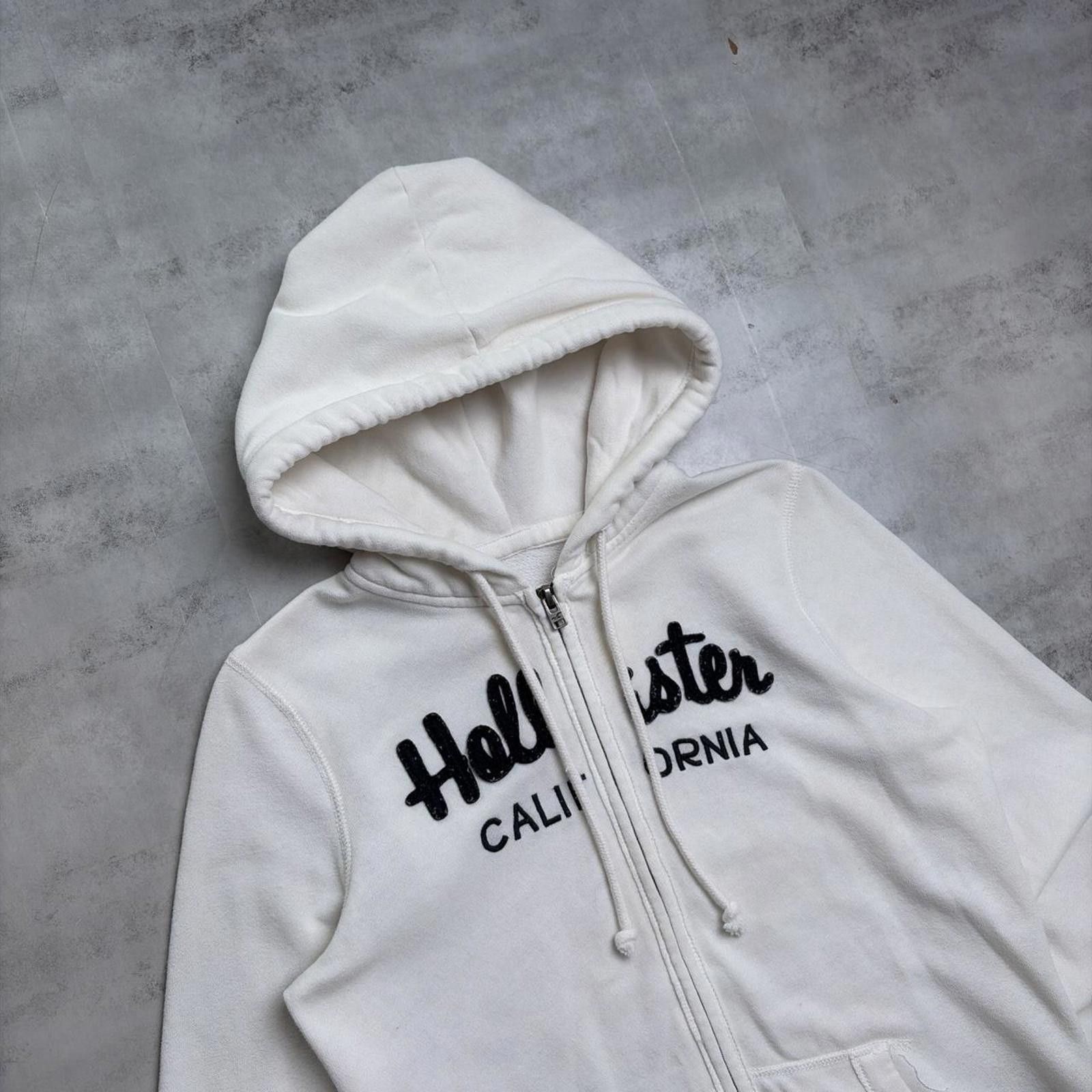Other Y2K White Hollister Surf Grunge Skater Zip Up Hoodie Size M / US 6-8 / IT 42-44 - 5 Thumbnail