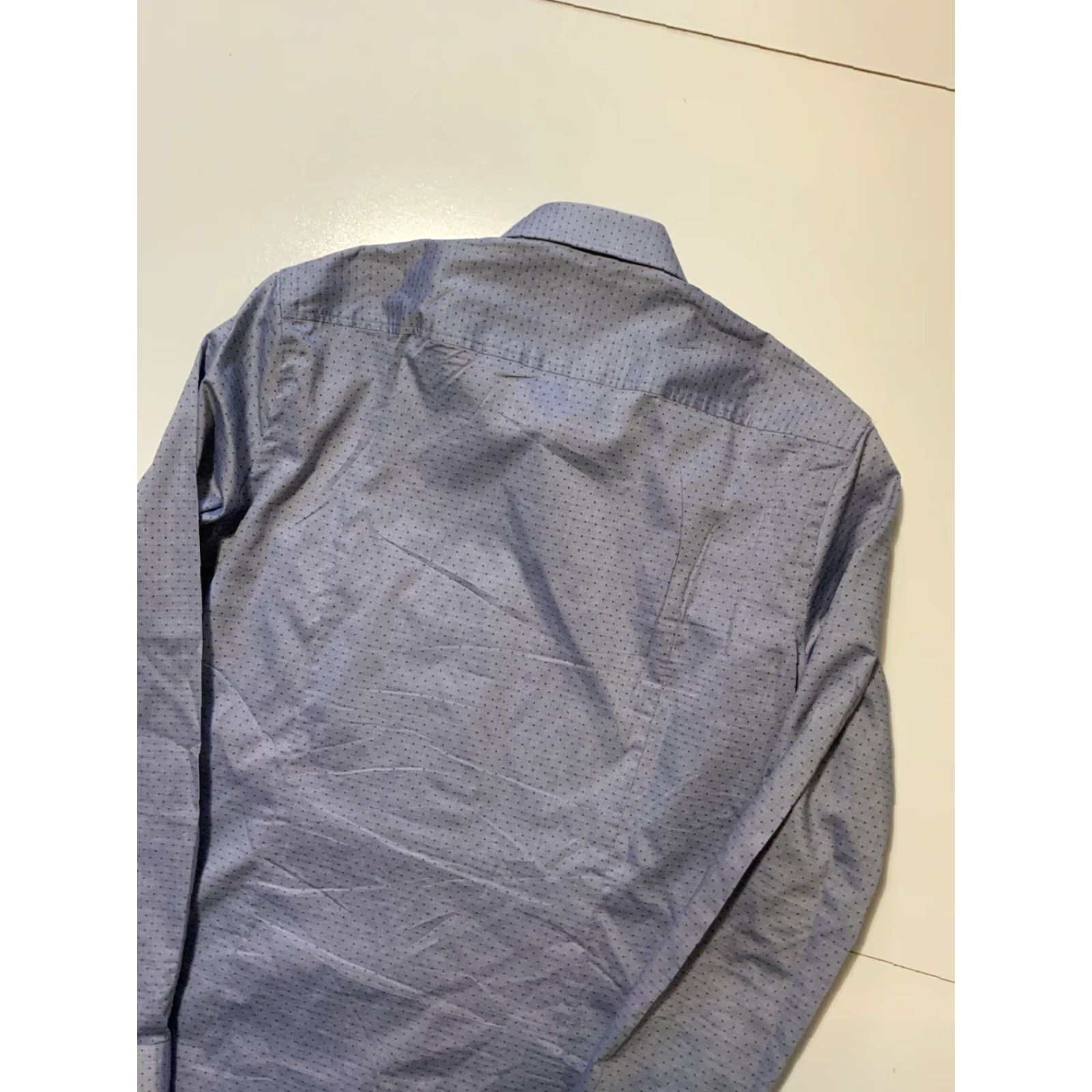 Hugo Boss VINTAGE Hugo Boss Jason Slim Fit Blue Polka Dot Dress Shirt Sz.15/38 Mens L/S Button Shirt Size 38R - 4 Thumbnail