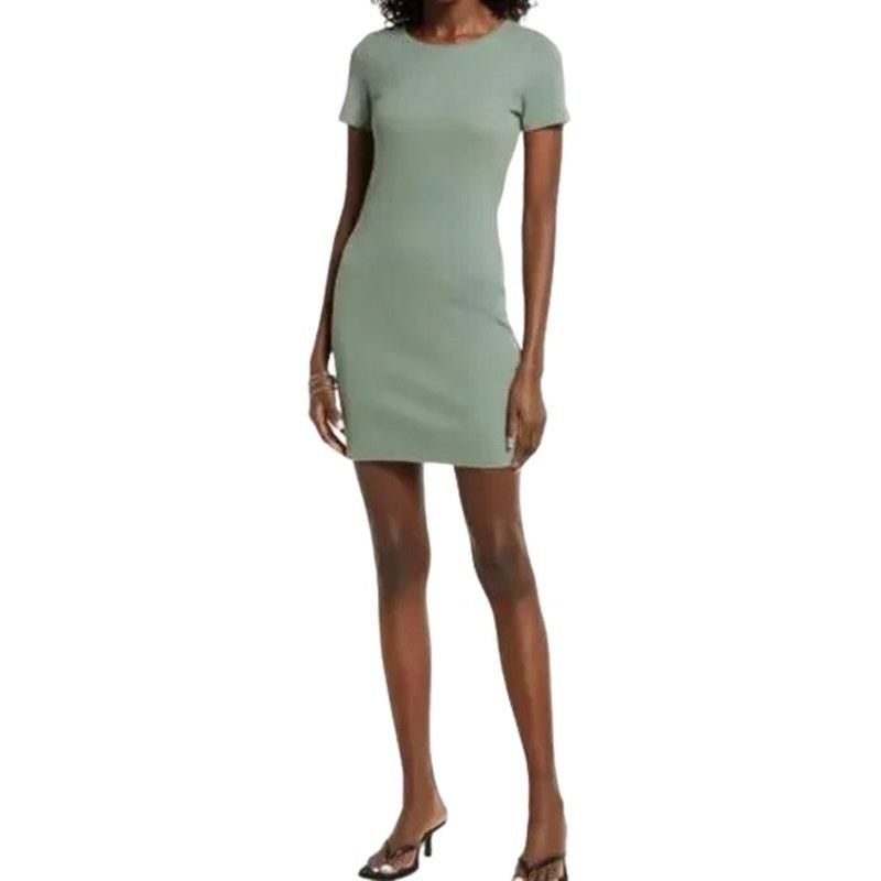 Other Open Edit Sage Green Bodycon Mini Dress Ribbed XXS NWOT Size XXS / US 00 / IT 34 - 1 Thumbnail