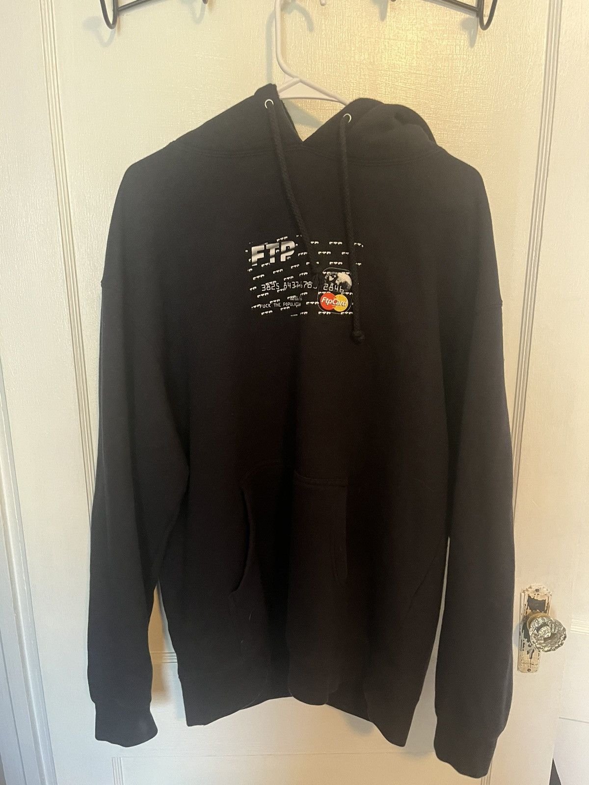 image of Fuck The Population Ftp Credit Card Logo Hoodie (L Black), Men's (Size Large)