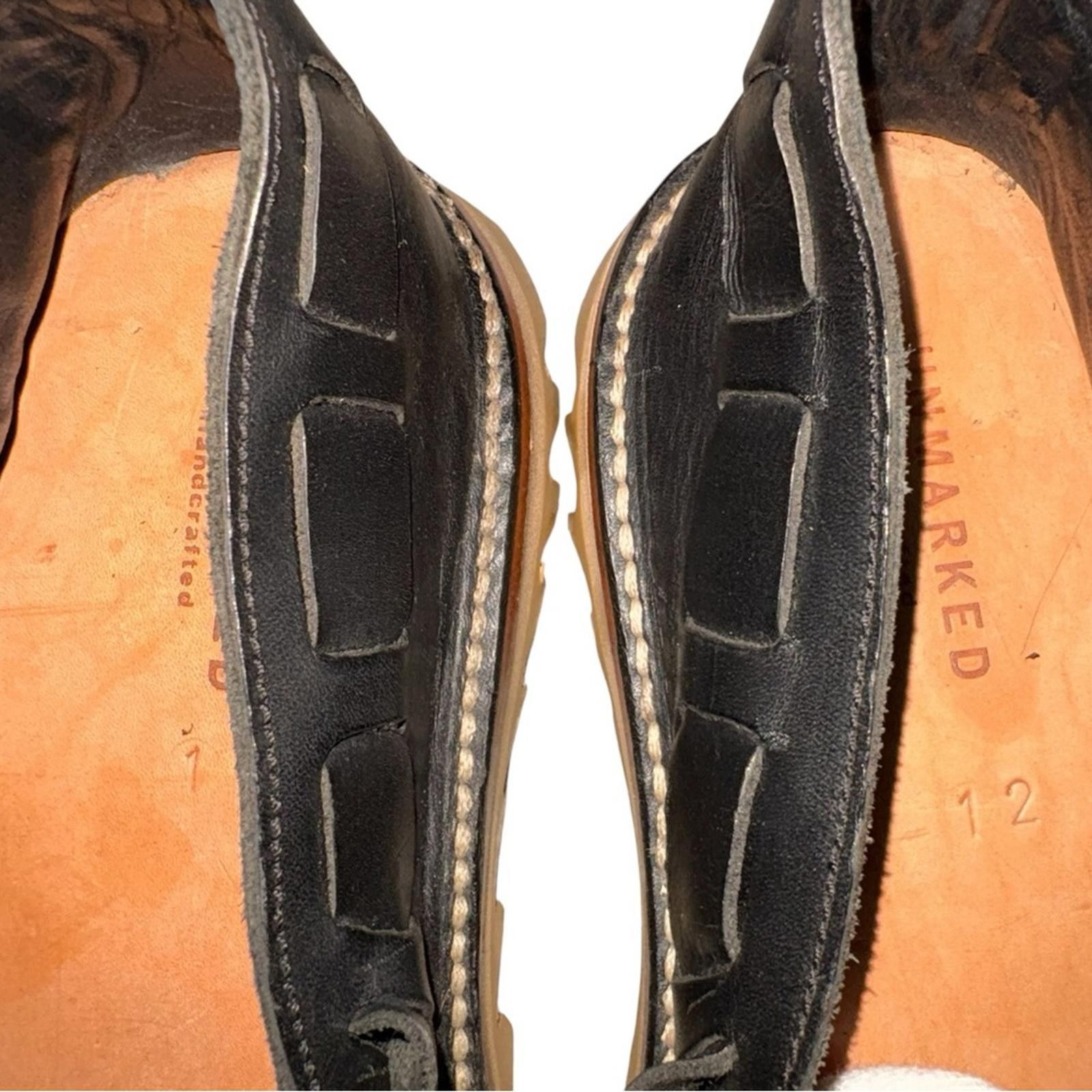 Other Unmarked Handcrafted Stitch Down Black Leather Loafers Size US 12 / EU 45 - 10 Thumbnail