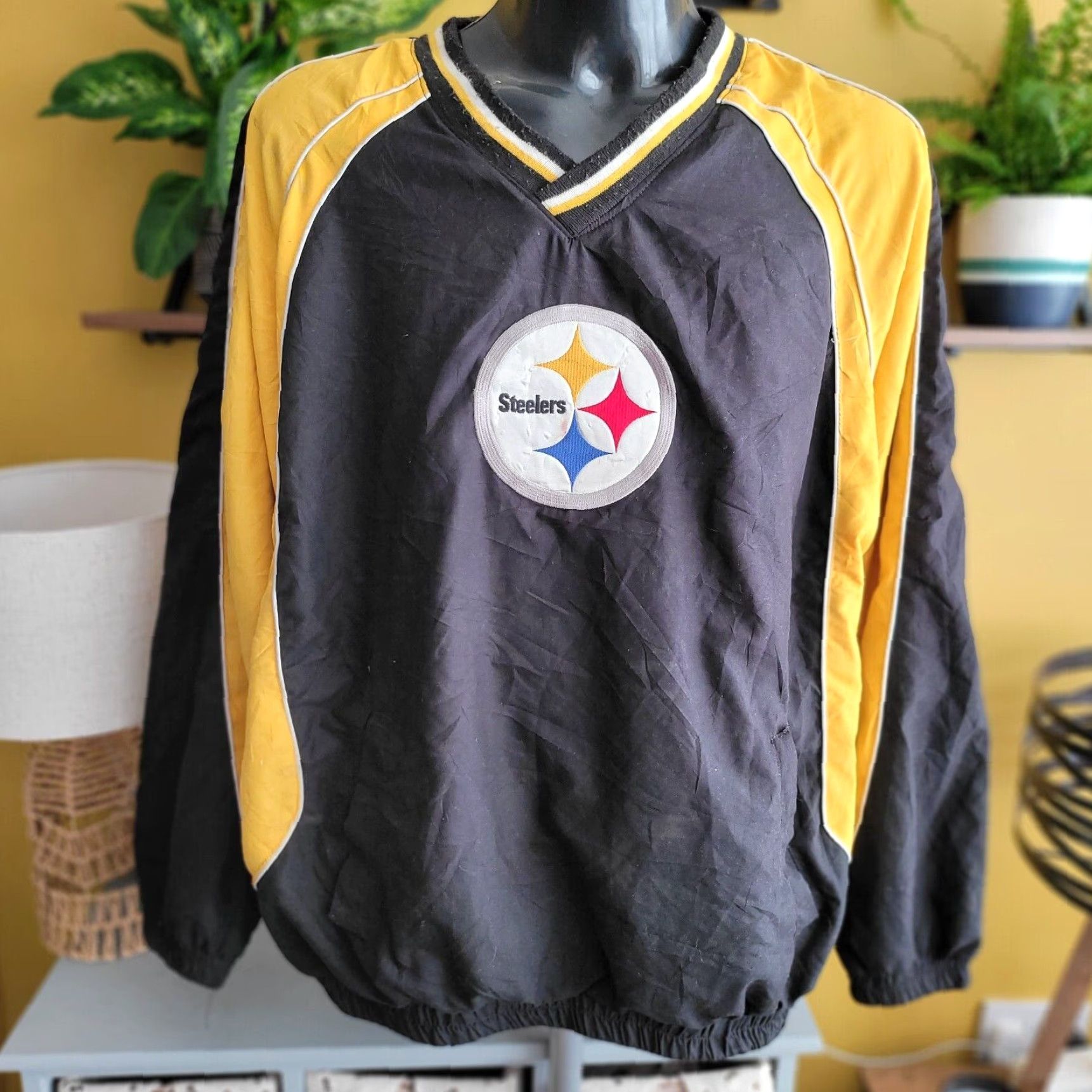 NFL NFL Pittsburgh Steelers Jacket XL Black - Windbreaker, 27" Pit, 100% Authentic NFL Size US XL / EU 56 / 4 - 2 Thumbnail