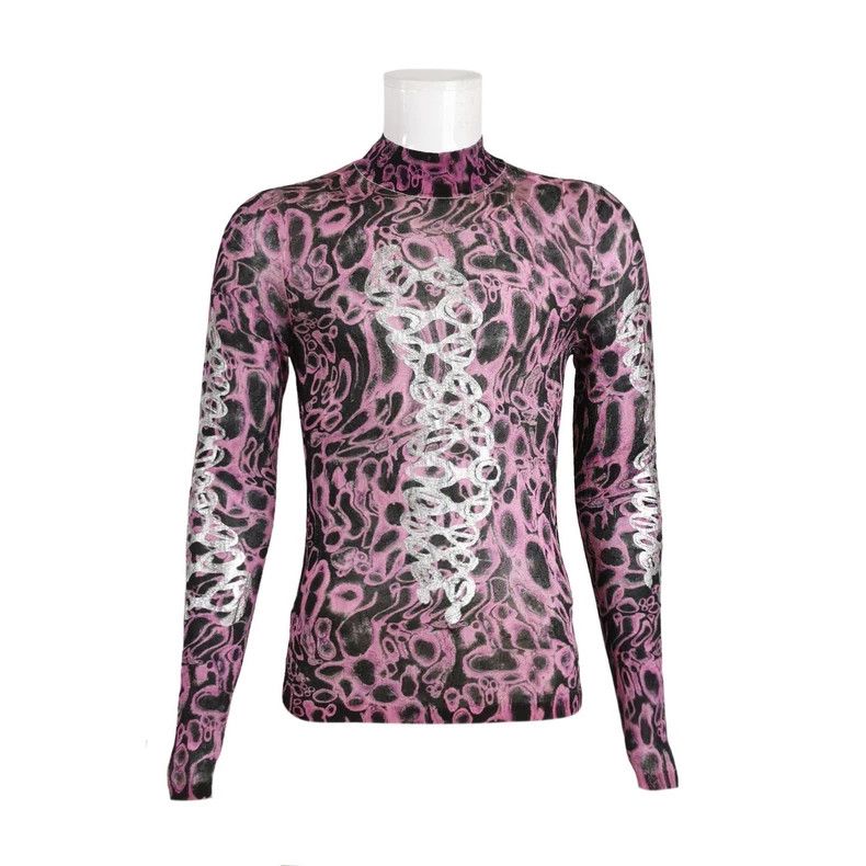 Acne Studios Multicolored printed long-sleeved knitted swe
