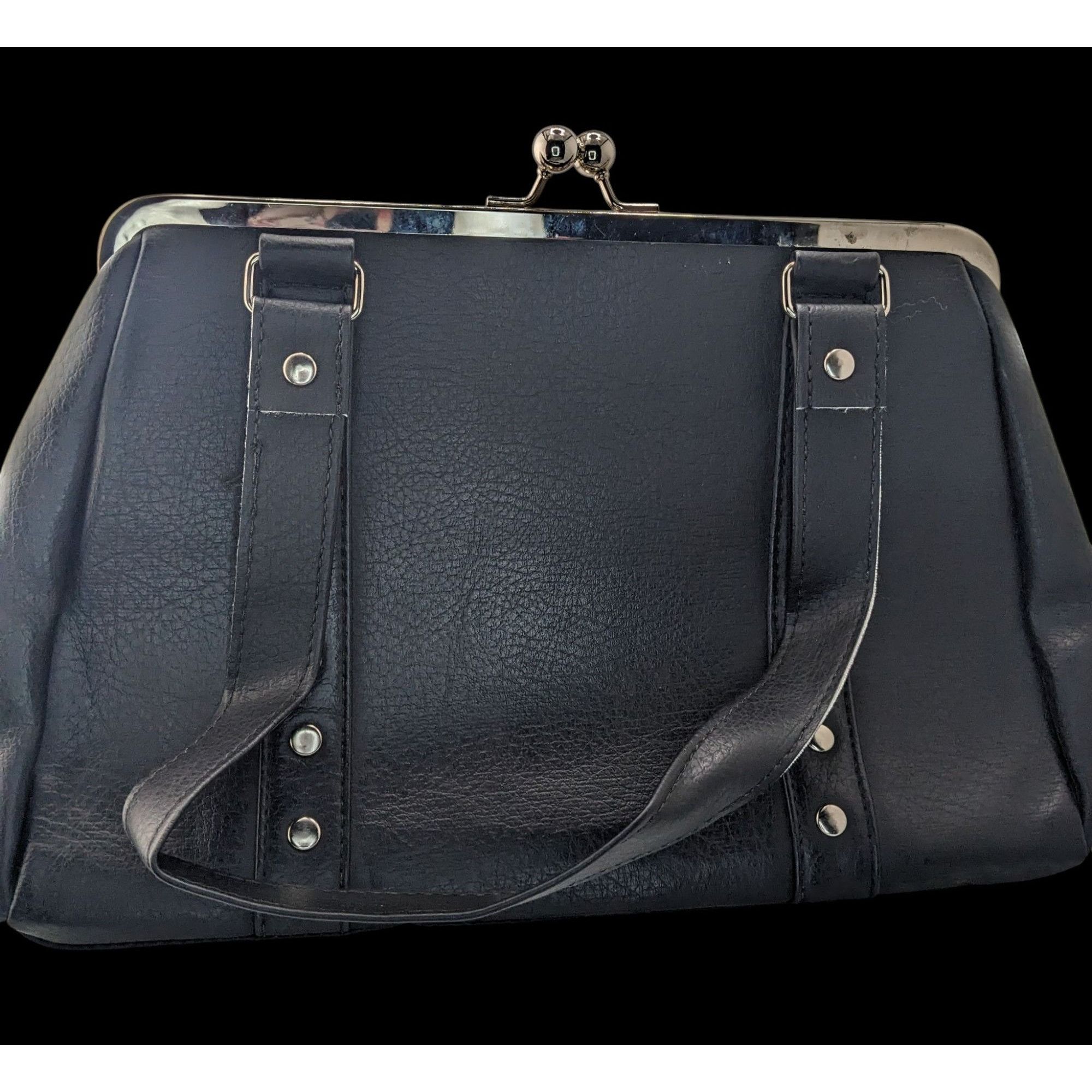 Other Hold Fast Handmade Gothic Black Faux Leather Handbag With Si Size ONE SIZE - 3 Thumbnail