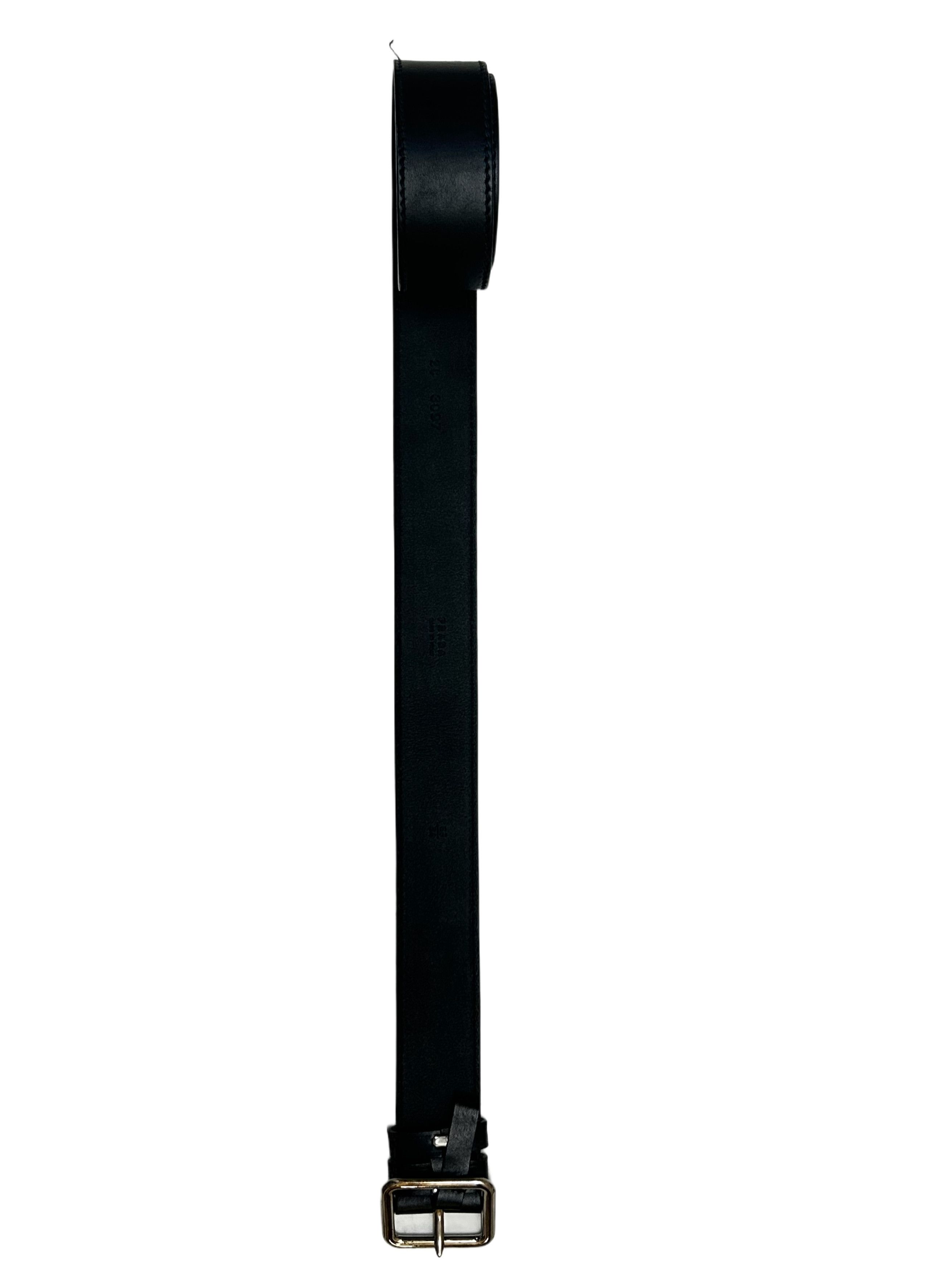 Prada Prada Black CalkskinLeatherBelt WithWith Square Notch Buckle Size 28 - 3 Thumbnail