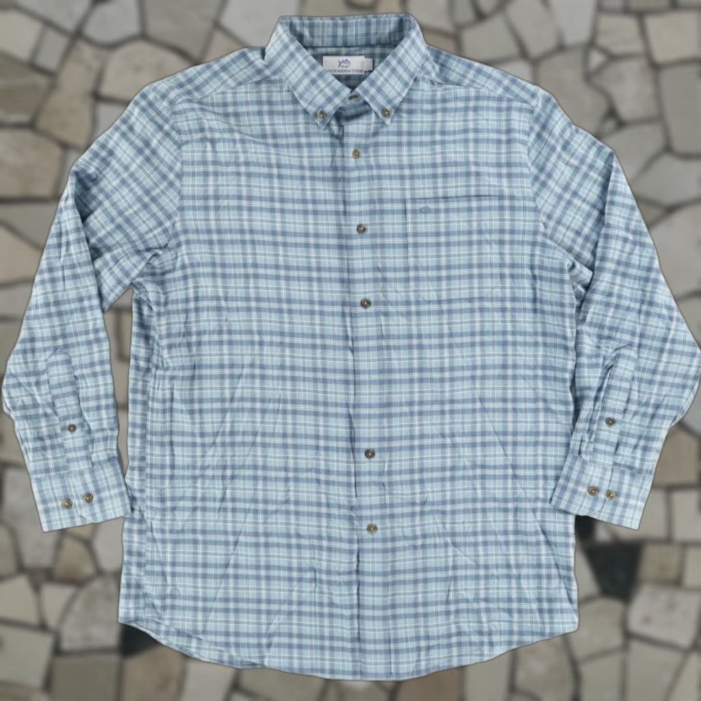 Southern Tide VINTAGE Southern Tide Shirt Lakewood Flannel Stretch Plaid Button Down Blue Men L Size US L / EU 52-54 / 3 - 1 Thumbnail