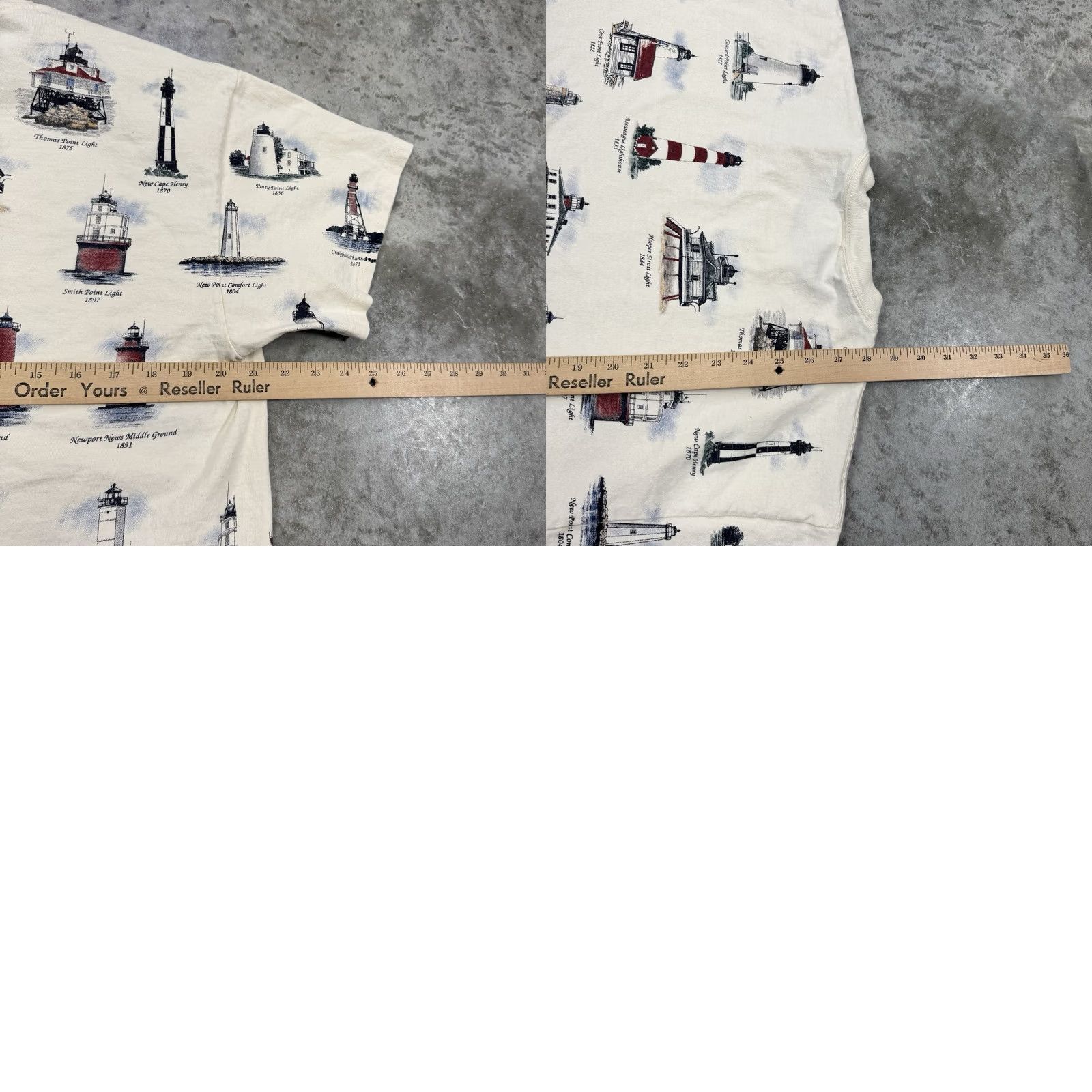 Vintage VINTAGE Art Unlimited Shirt Mens Lighthouses of Chesapeake all over print Size US L / EU 52-54 / 3 - 8 Thumbnail